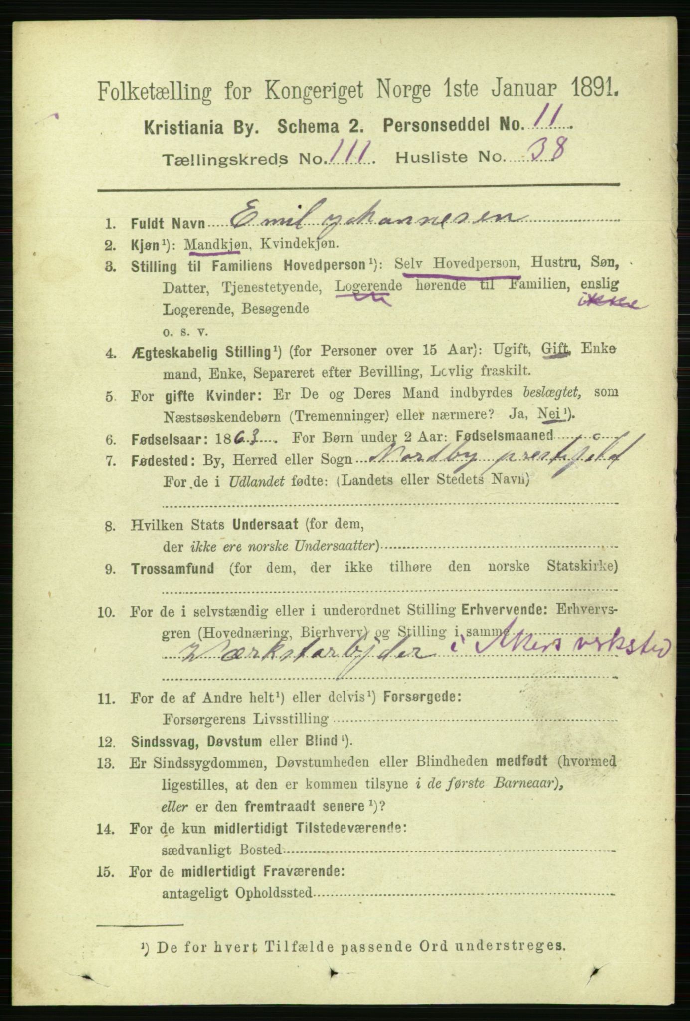 RA, 1891 census for 0301 Kristiania, 1891, p. 58931