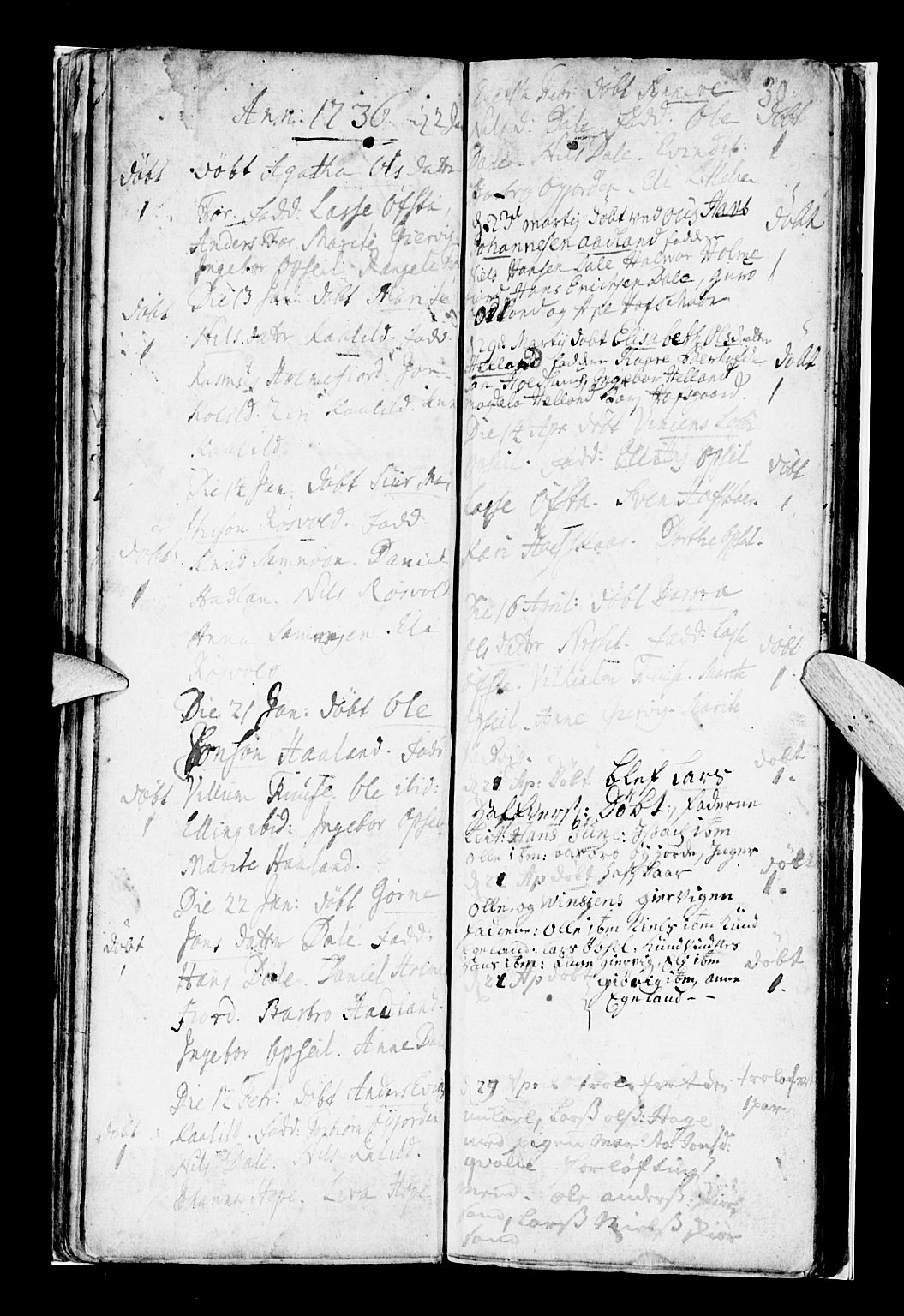 Os sokneprestembete, SAB/A-99929: Parish register (official) no. A 7, 1723-1760, p. 30
