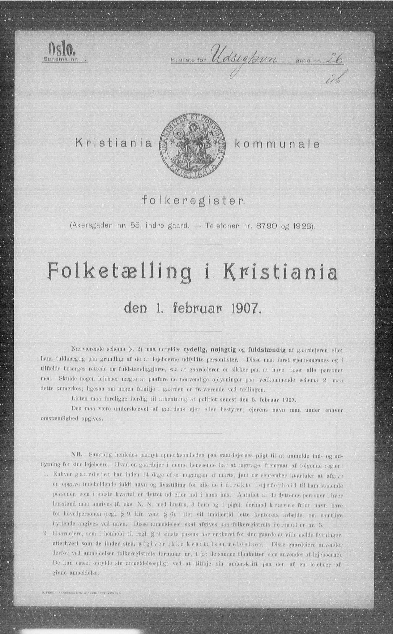 OBA, Municipal Census 1907 for Kristiania, 1907, p. 61740