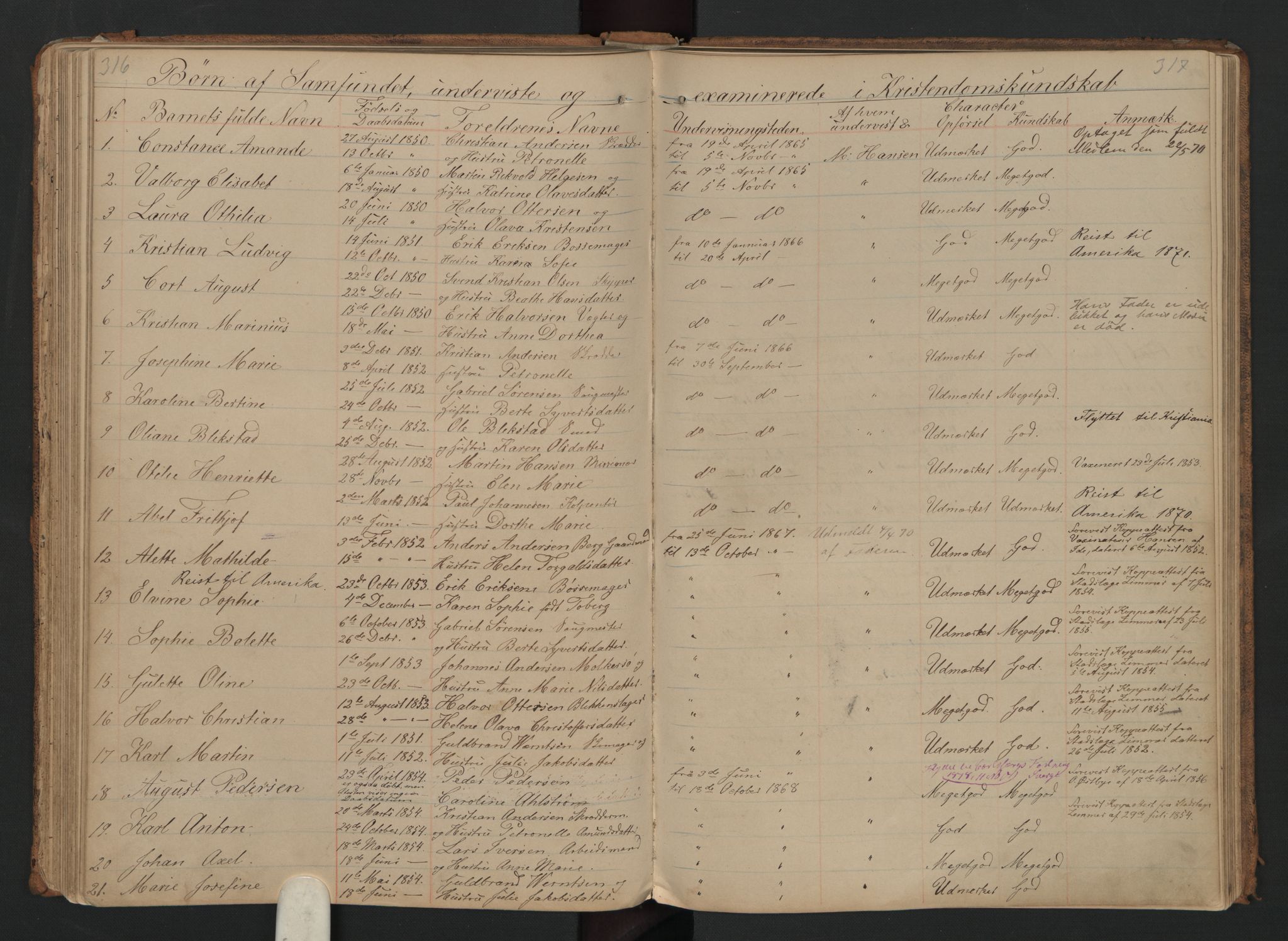 Halden metodistkirke - menighetsprotokoller, SAO/PAO-0266/F/L0001: Dissenter register no. 1, 1845-1874, p. 316-317