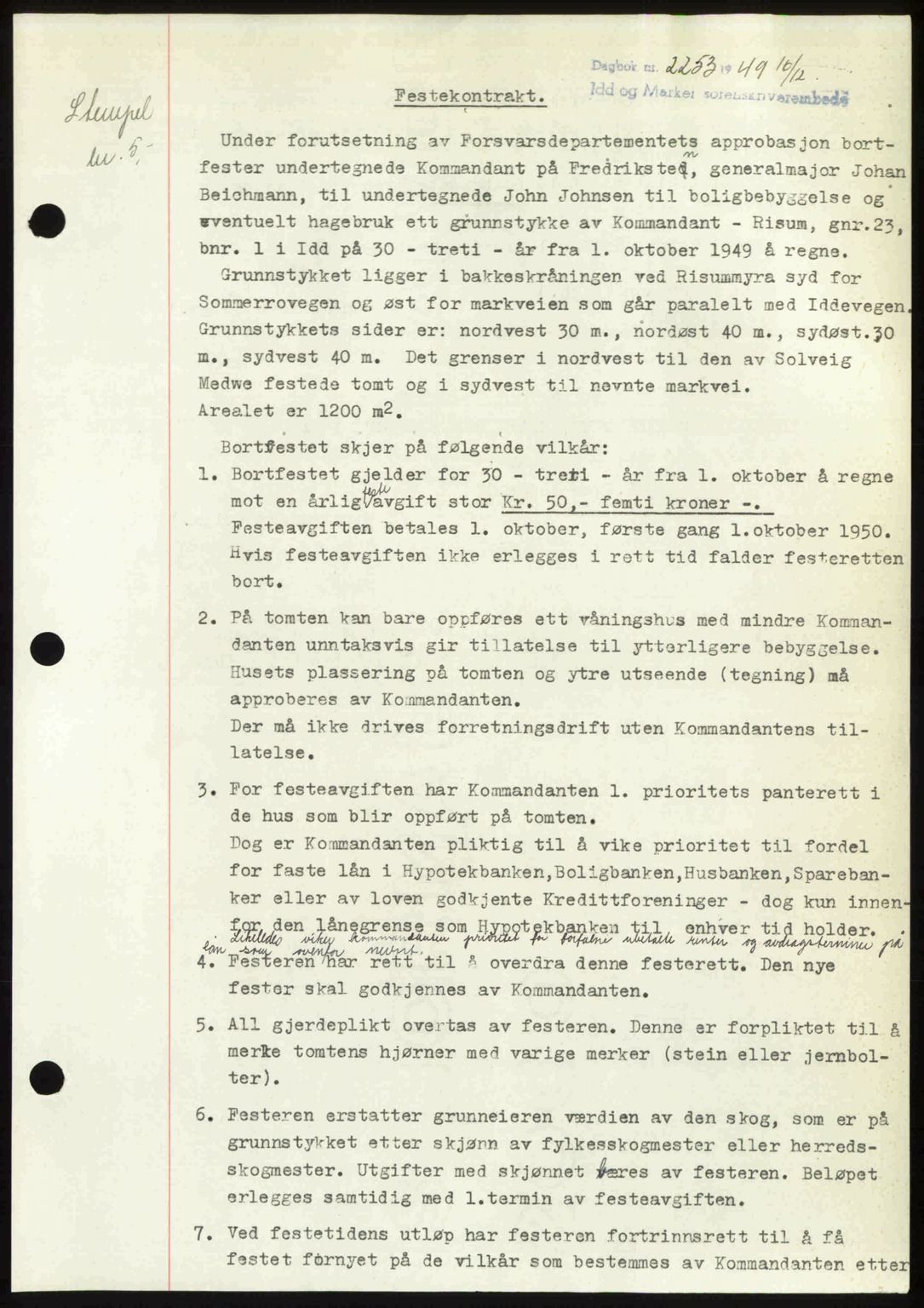 Idd og Marker sorenskriveri, AV/SAO-A-10283/G/Gb/Gbb/L0013: Mortgage book no. A13, 1949-1950, Diary no: : 2253/1949