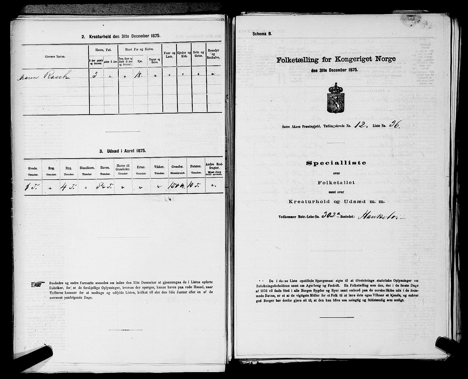 RA, 1875 census for 0218bP Østre Aker, 1875, p. 3765