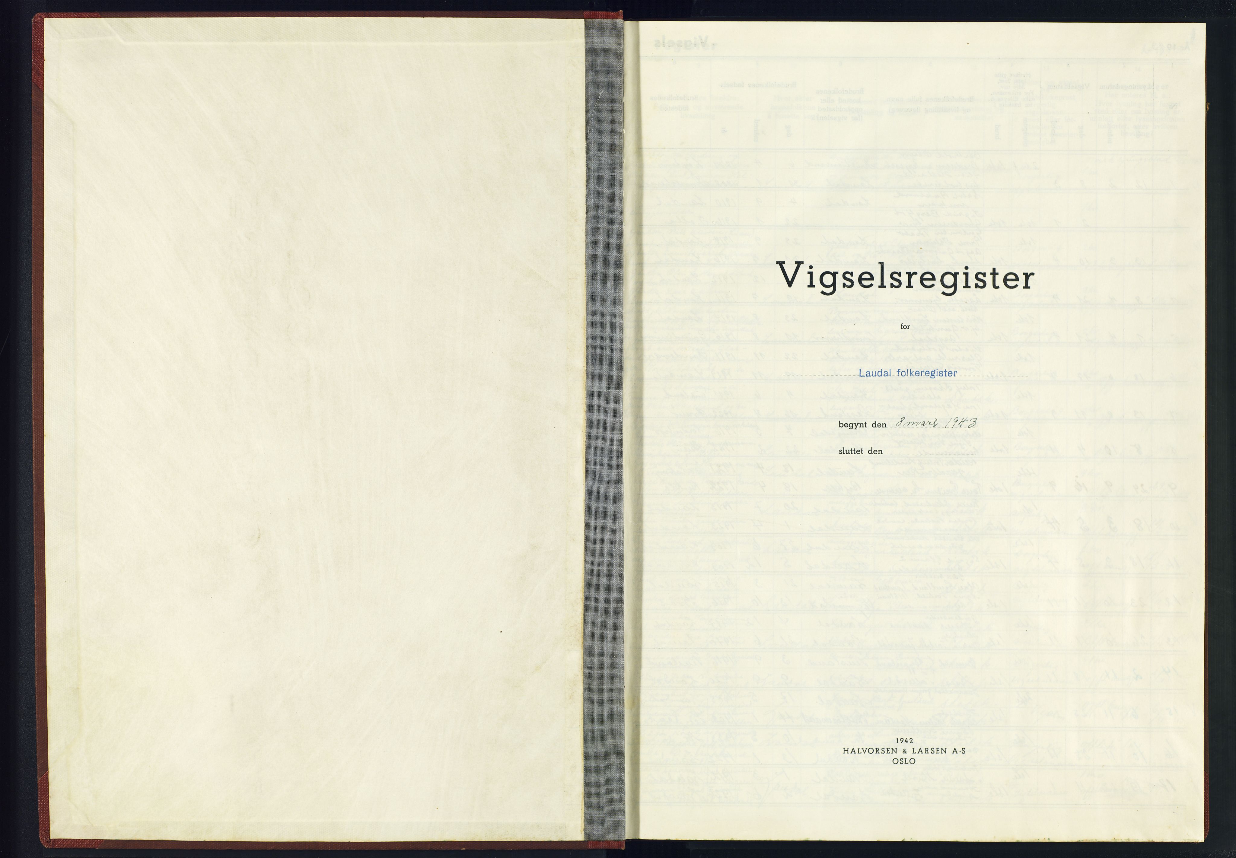 Holum sokneprestkontor, AV/SAK-1111-0022/J/Jb/L0005: Marriage register no. II.6.5, 1943-1945