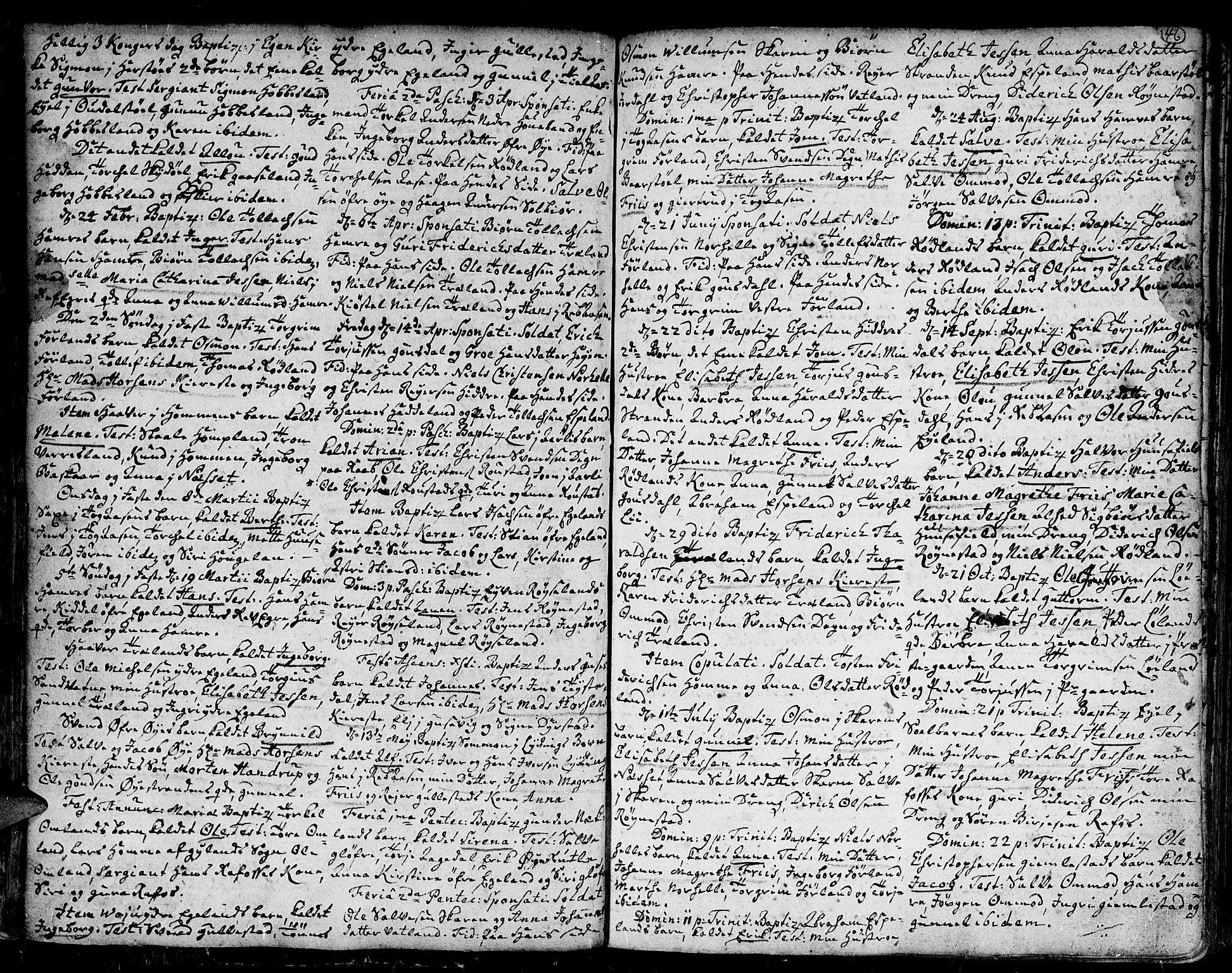 Kvinesdal sokneprestkontor, AV/SAK-1111-0026/F/Fa/Fab/L0001: Parish register (official) no. A 1 /1, 1710-1788, p. 46