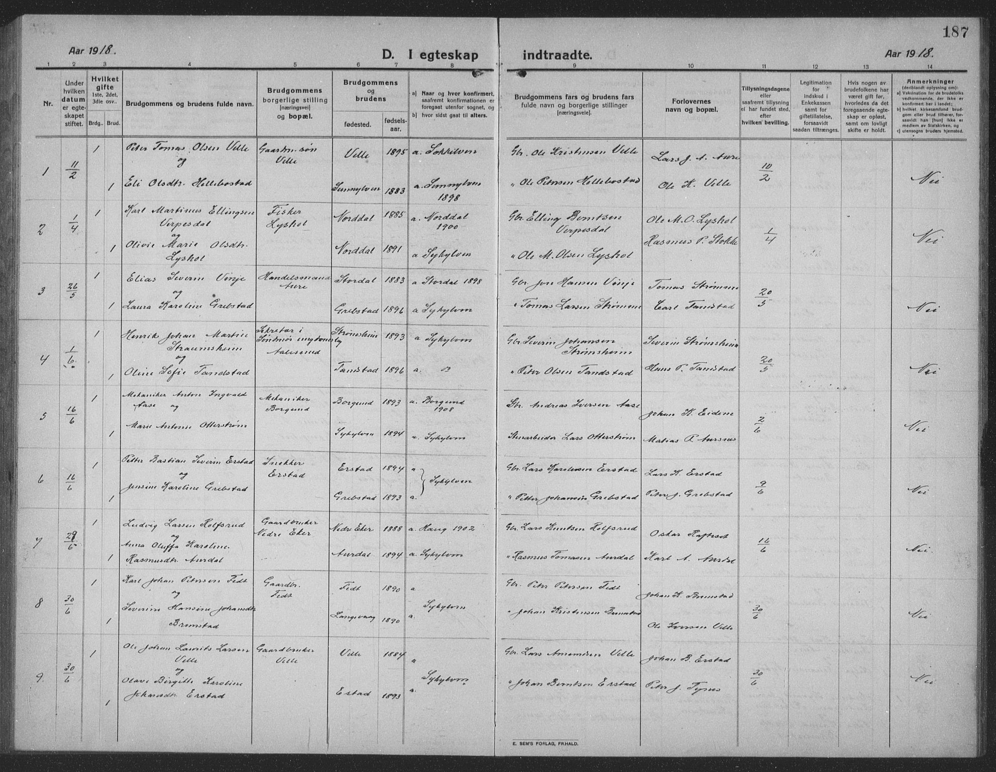 Ministerialprotokoller, klokkerbøker og fødselsregistre - Møre og Romsdal, AV/SAT-A-1454/523/L0342: Parish register (copy) no. 523C05, 1916-1937, p. 187