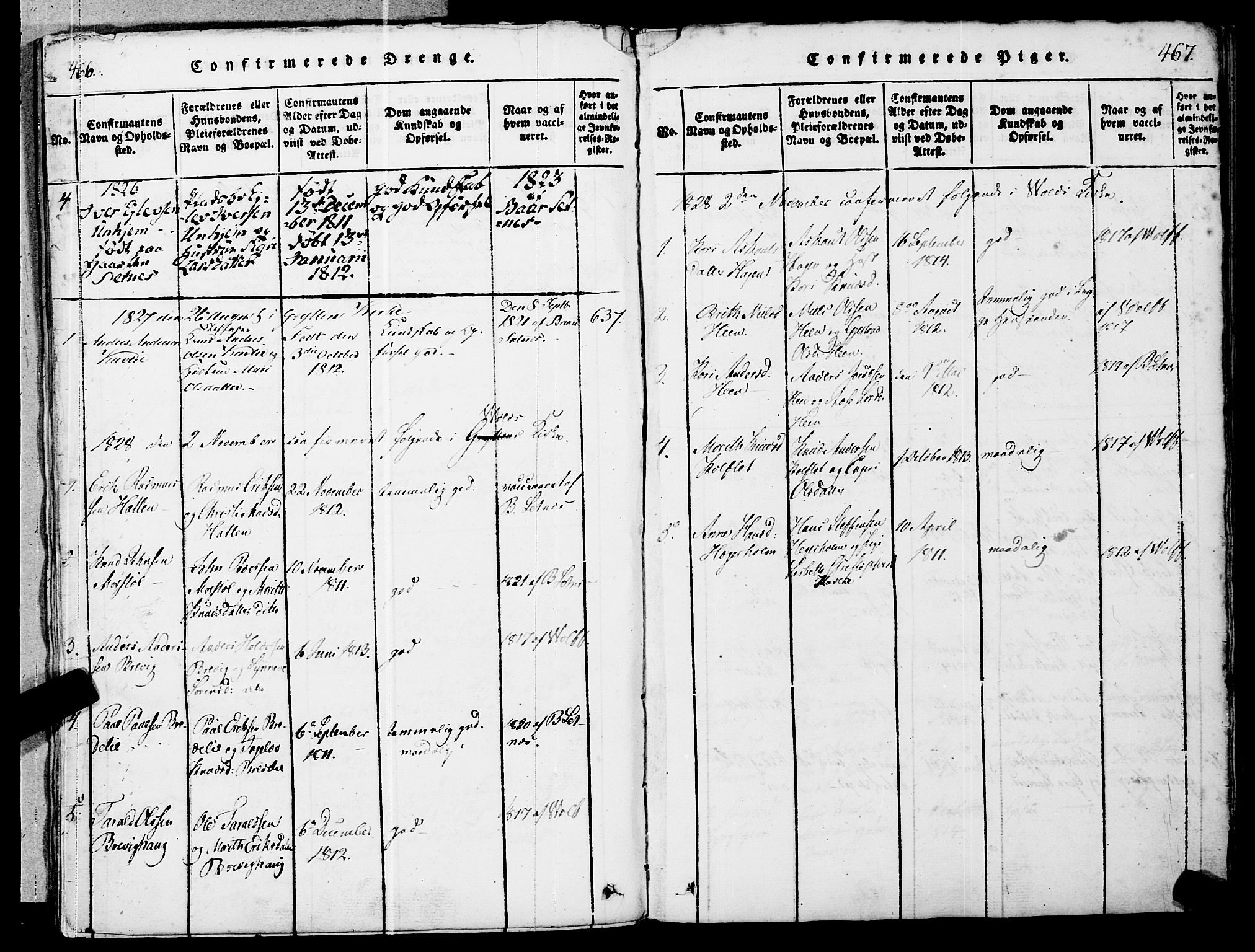 Ministerialprotokoller, klokkerbøker og fødselsregistre - Møre og Romsdal, SAT/A-1454/545/L0585: Parish register (official) no. 545A01, 1818-1853, p. 466-467
