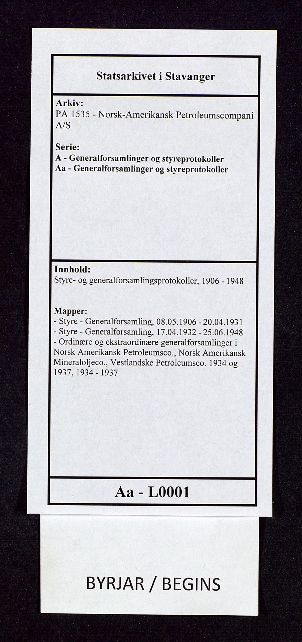 PA 1535 - Norsk-Amerikansk Petroleumscompani A/S, AV/SAST-A-101955/A/Aa/L0001/0002: Styre- og generalforsamlingsprotokoller / Styre - Generalforsamling, 1932-1948