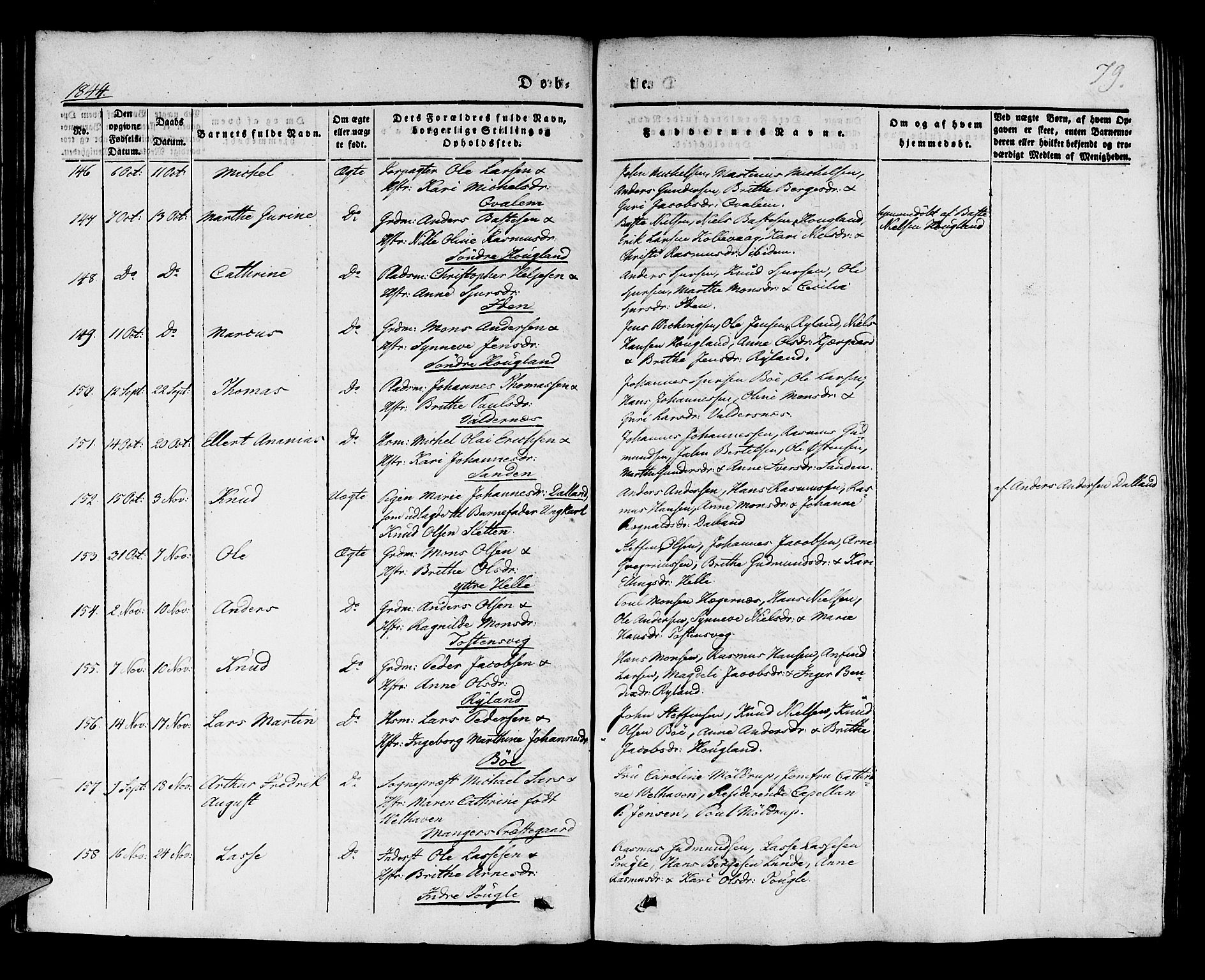 Manger sokneprestembete, AV/SAB-A-76801/H/Haa: Parish register (official) no. A 5, 1839-1848, p. 79