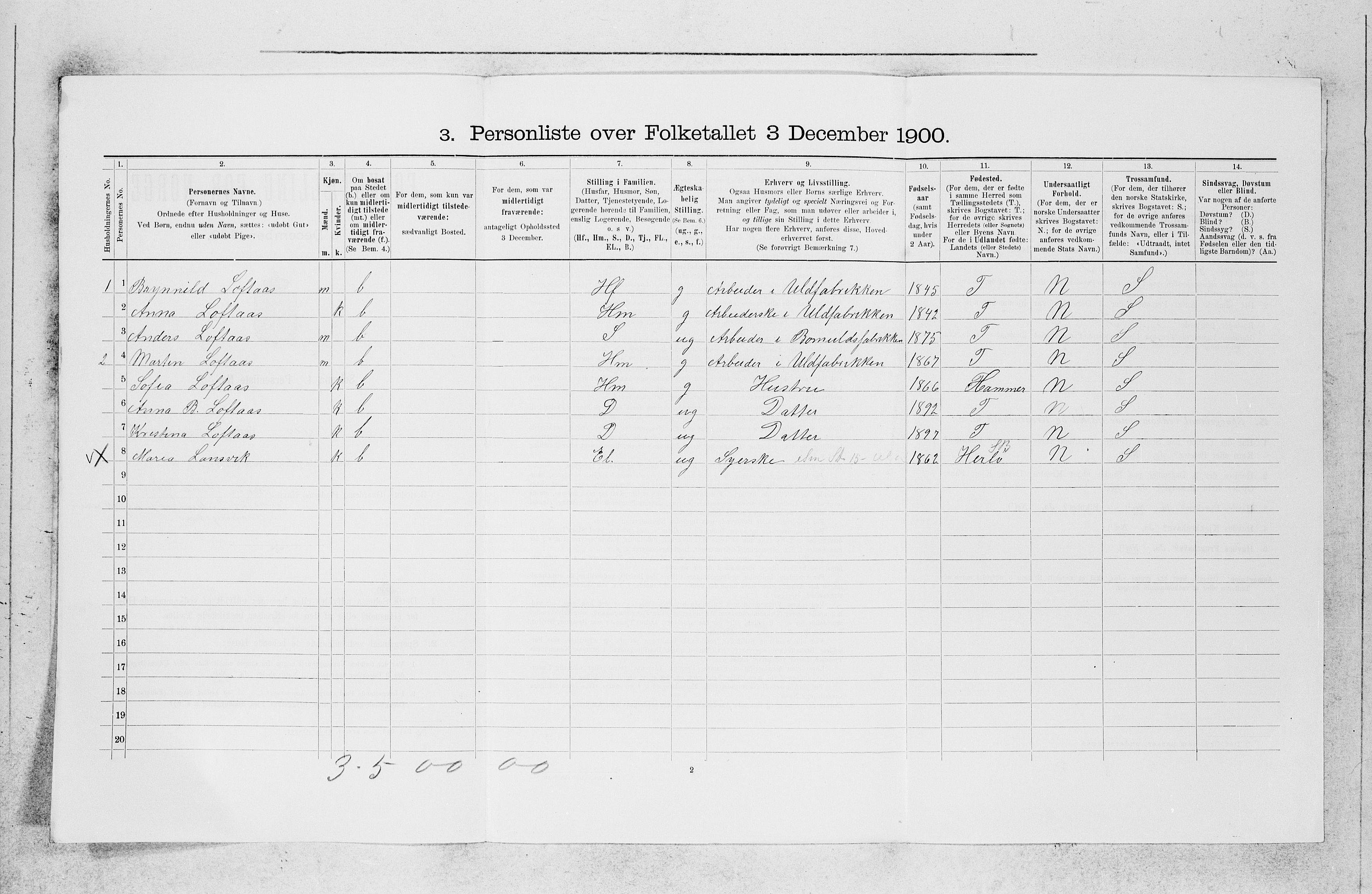 SAB, 1900 census for Haus, 1900, p. 1296