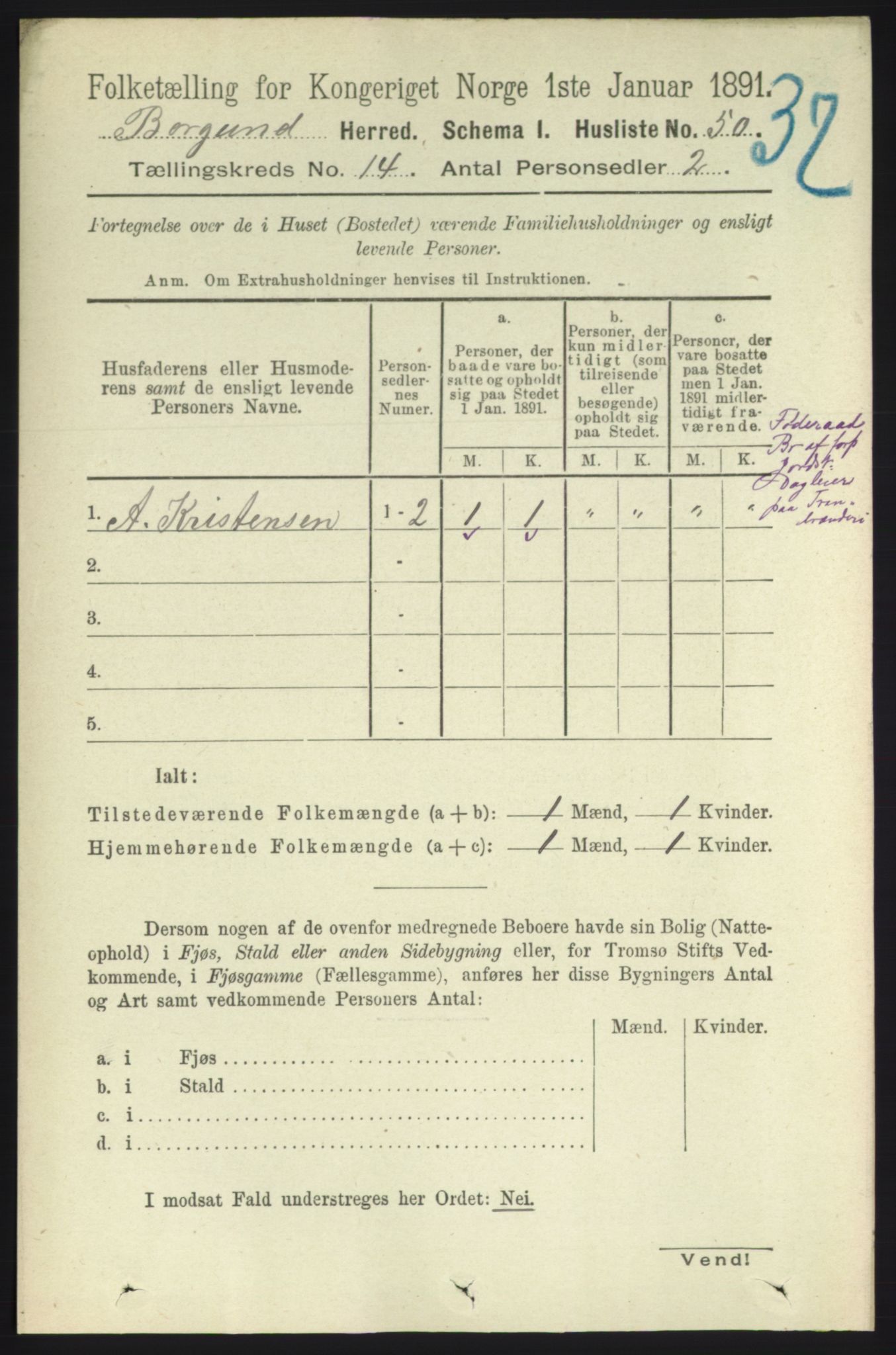 RA, 1891 census for 1531 Borgund, 1891, p. 4071