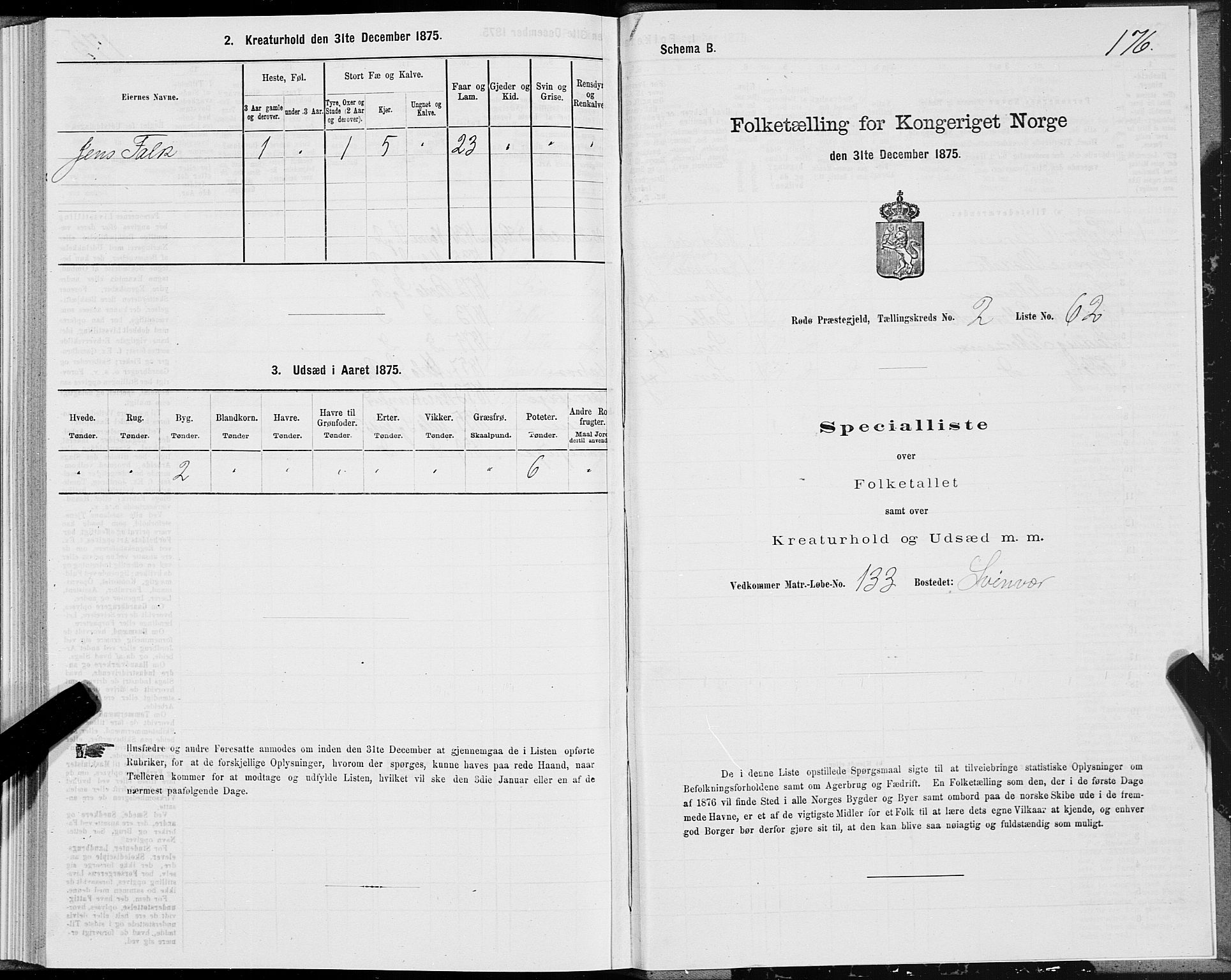 SAT, 1875 census for 1836P Rødøy, 1875, p. 1176