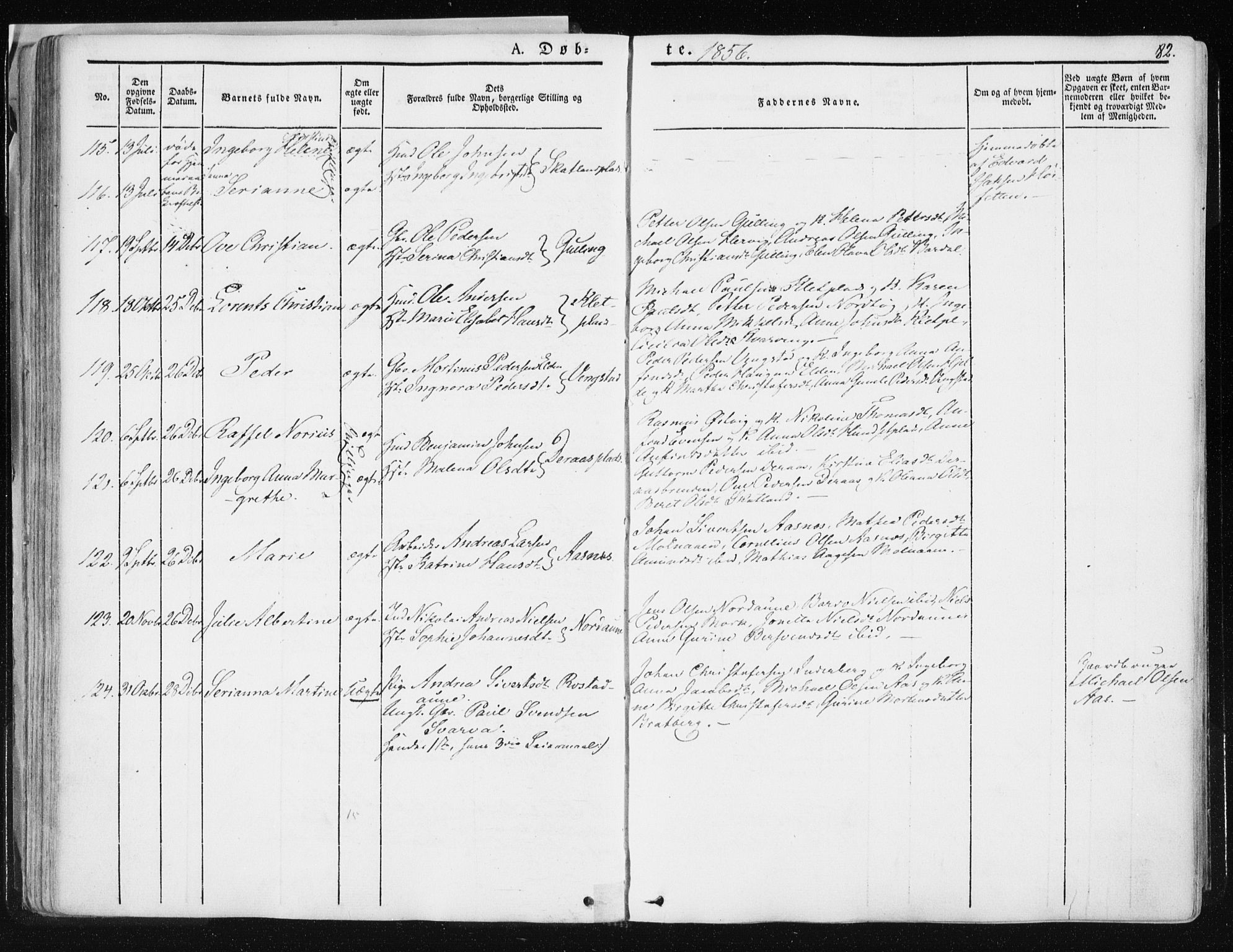Ministerialprotokoller, klokkerbøker og fødselsregistre - Nord-Trøndelag, SAT/A-1458/741/L0393: Parish register (official) no. 741A07, 1849-1863, p. 82