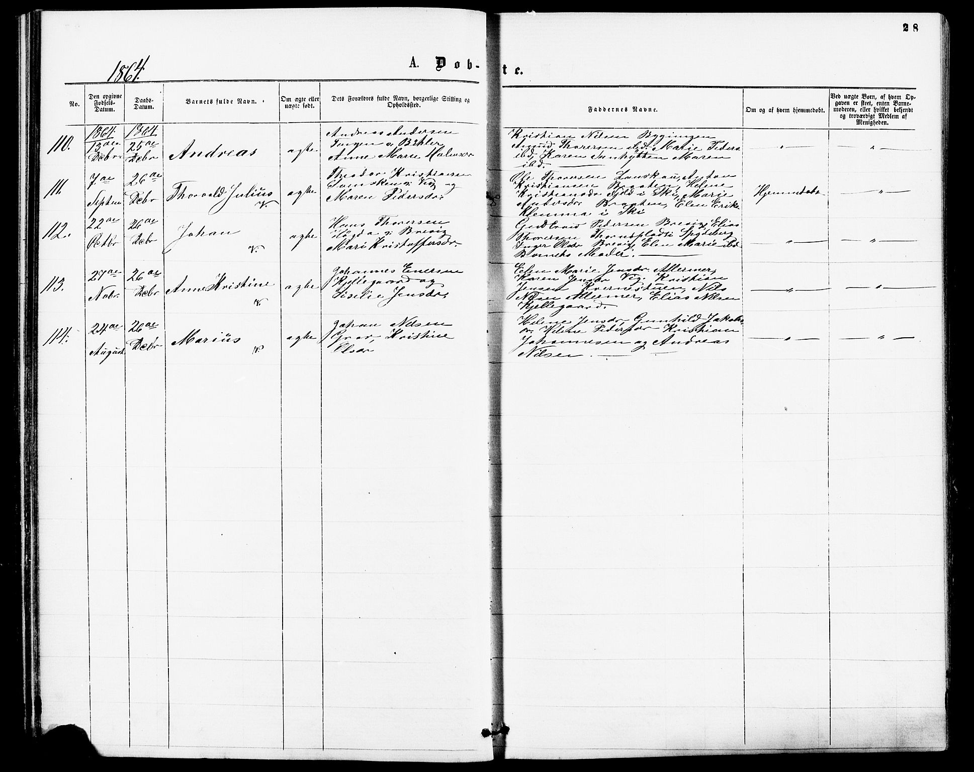 Enebakk prestekontor Kirkebøker, SAO/A-10171c/F/Fa/L0011: Parish register (official) no. I 11, 1862-1882, p. 28
