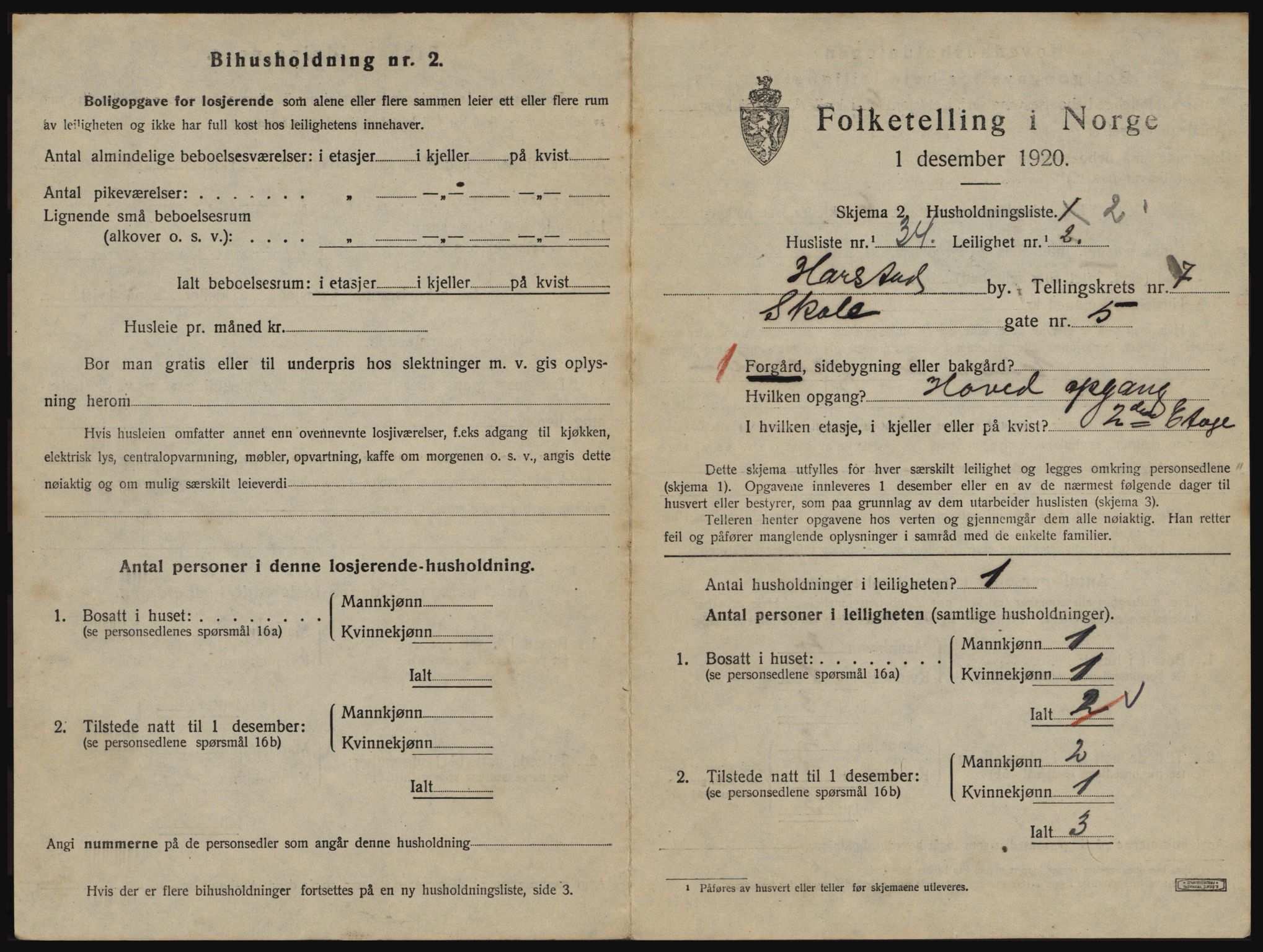 SATØ, 1920 census for Harstad, 1920, p. 2105