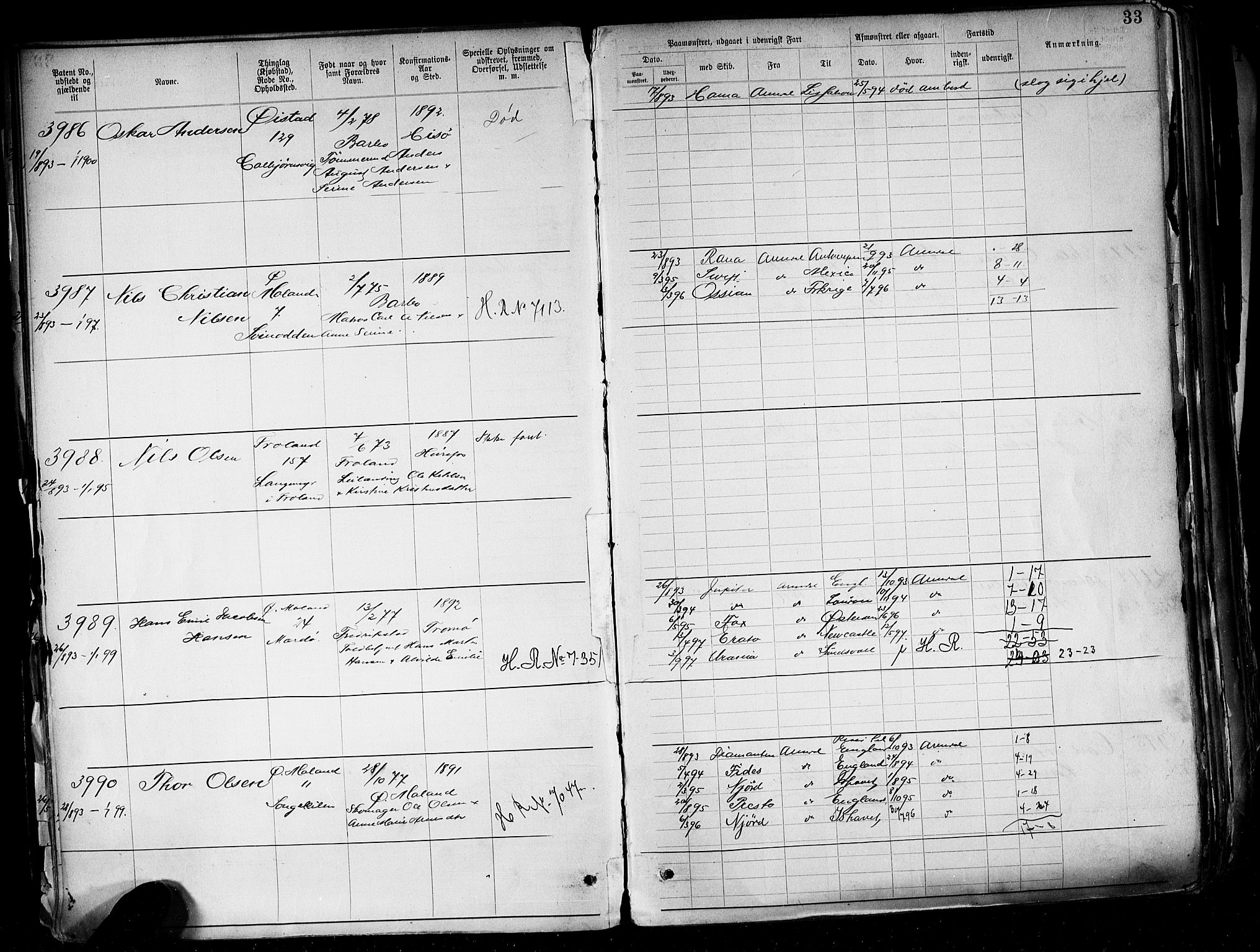 Arendal mønstringskrets, AV/SAK-2031-0012/F/Fa/L0004: Annotasjonsrulle nr 3828-4715 og nr 1-1296, S-4, 1892-1918, p. 36