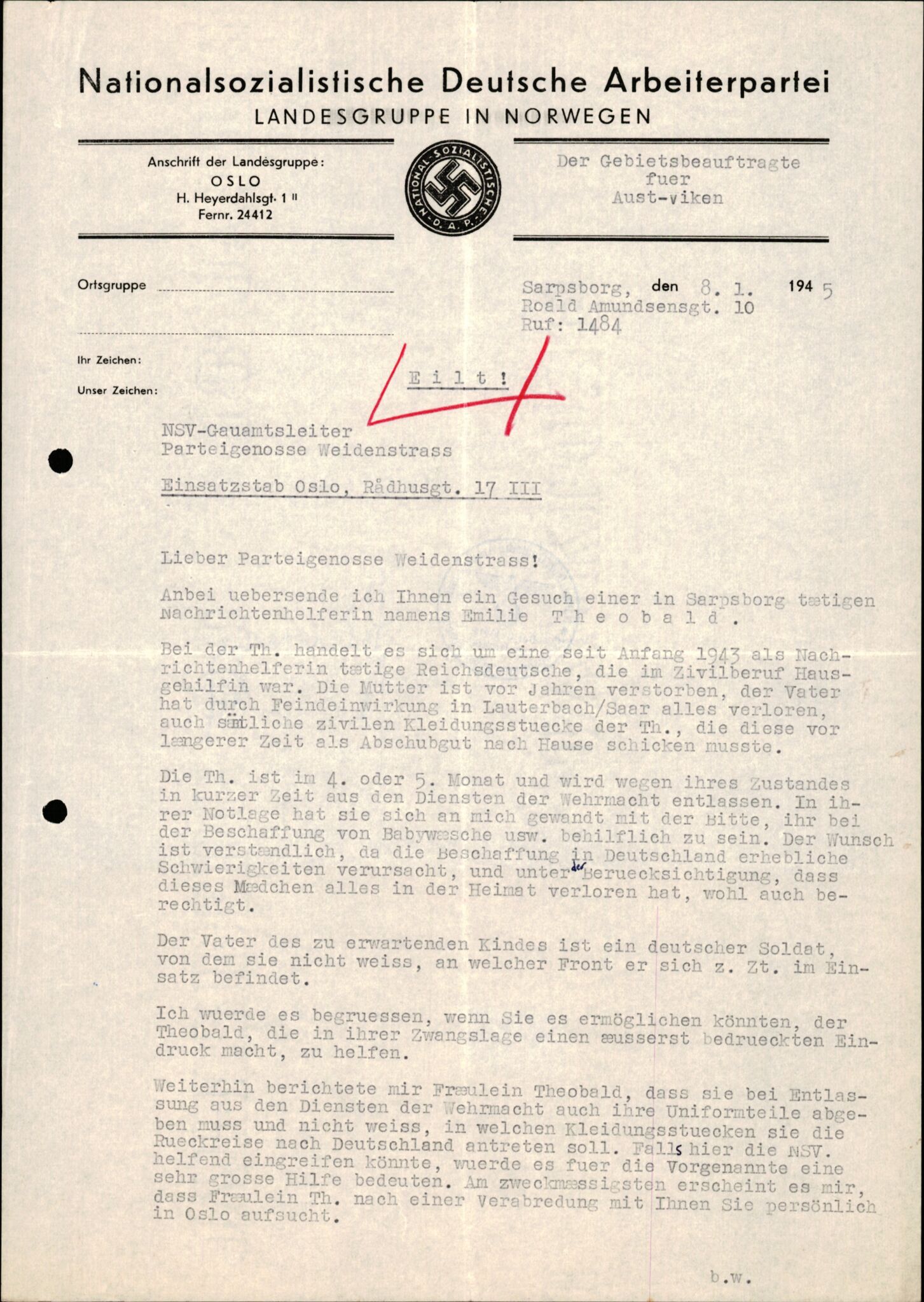 Forsvarets Overkommando. 2 kontor. Arkiv 11.4. Spredte tyske arkivsaker, AV/RA-RAFA-7031/D/Dar/Darb/L0015: Reichskommissariat - NSDAP in Norwegen, 1938-1945, p. 677