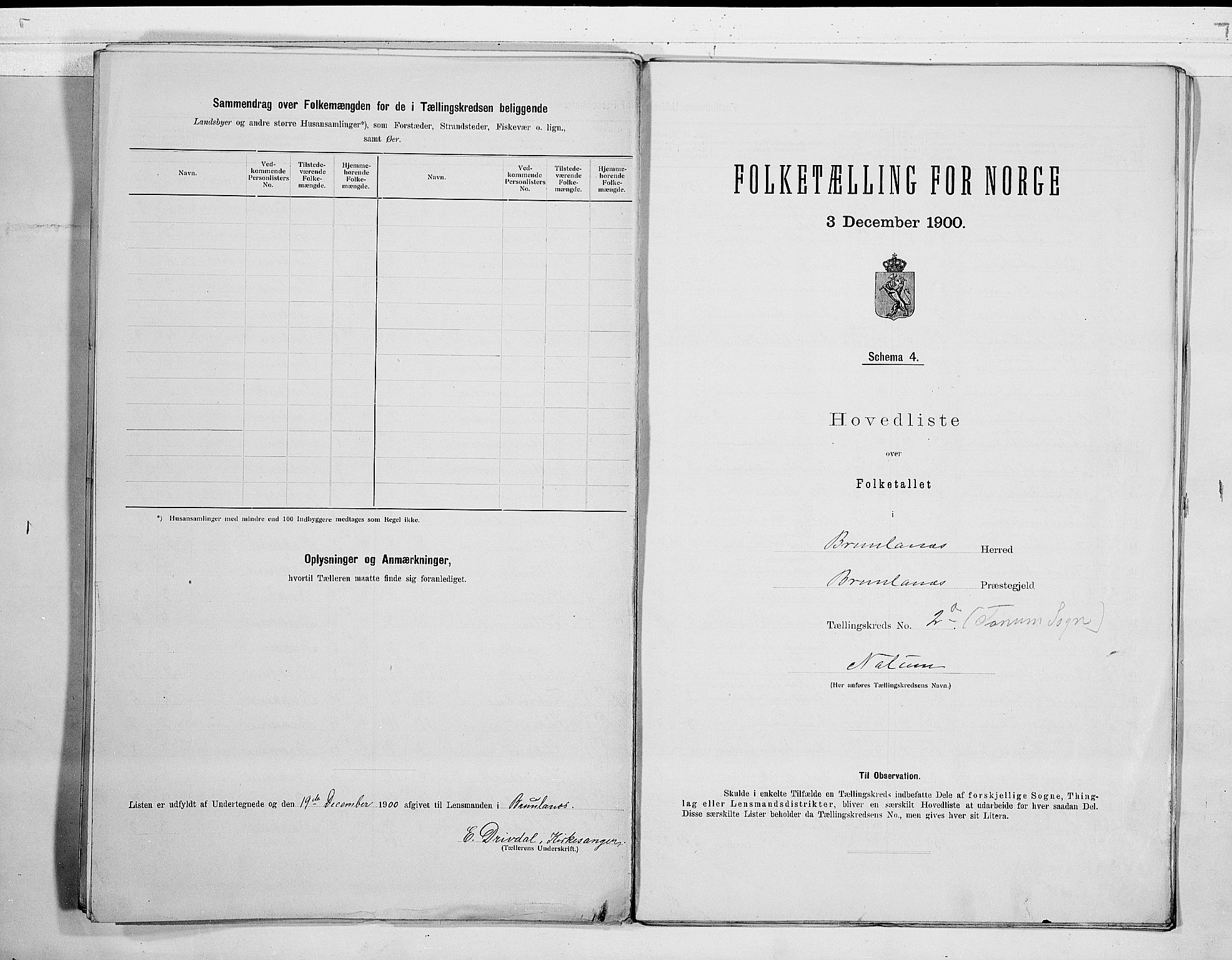 RA, 1900 census for Brunlanes, 1900, p. 6