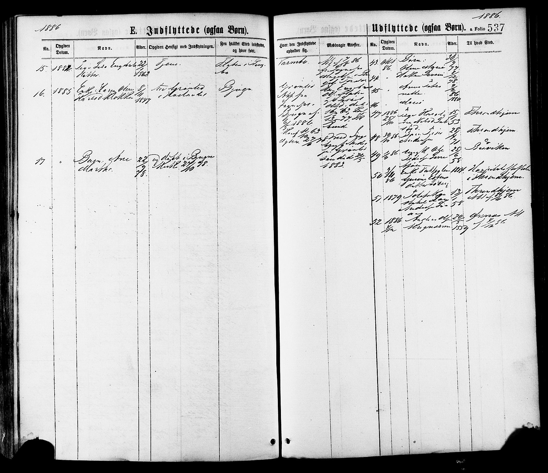 Ministerialprotokoller, klokkerbøker og fødselsregistre - Sør-Trøndelag, AV/SAT-A-1456/691/L1079: Parish register (official) no. 691A11, 1873-1886, p. 537