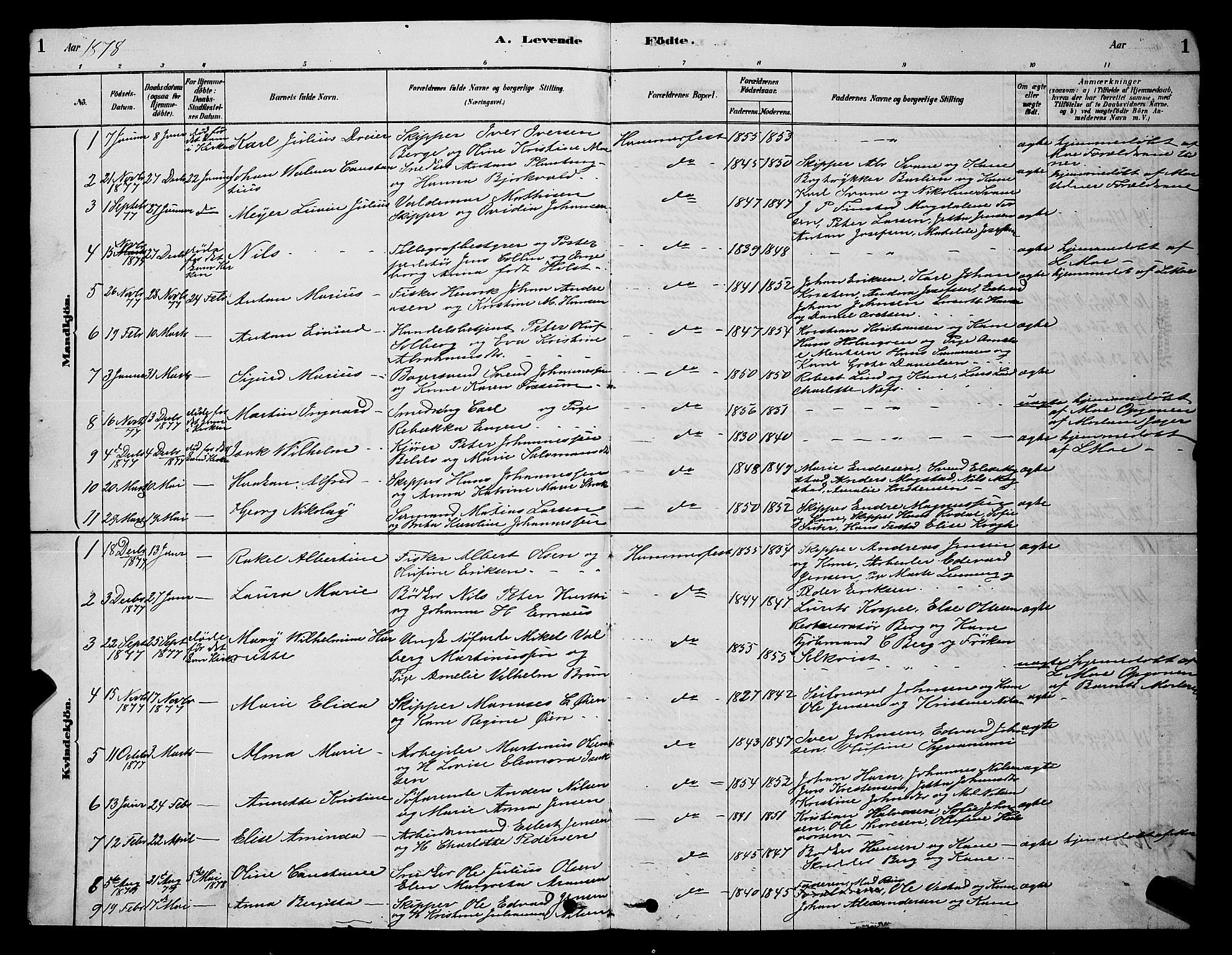 Hammerfest sokneprestkontor, SATØ/S-1347/H/Hb/L0006.klokk: Parish register (copy) no. 6, 1876-1884, p. 1