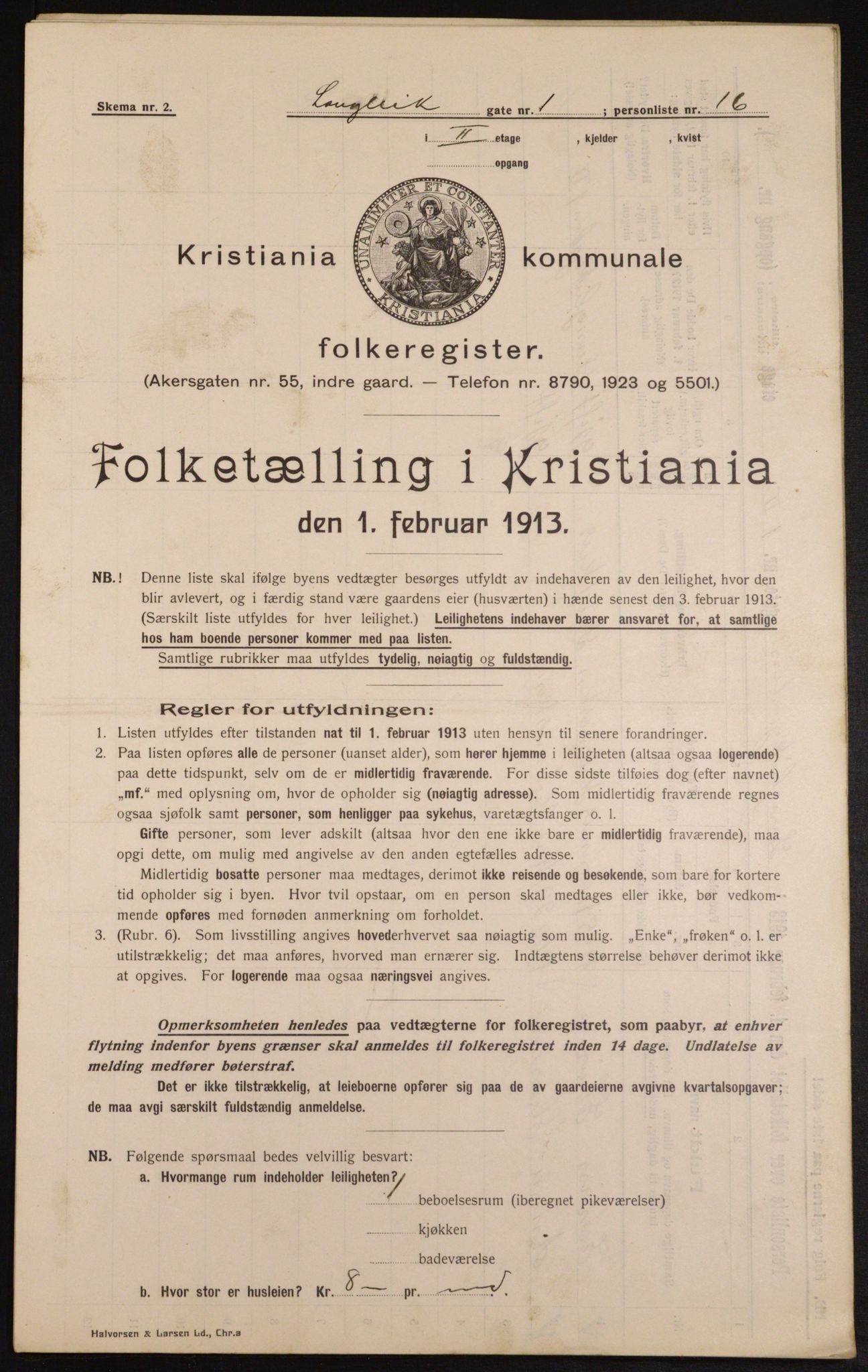 OBA, Municipal Census 1913 for Kristiania, 1913, p. 56681