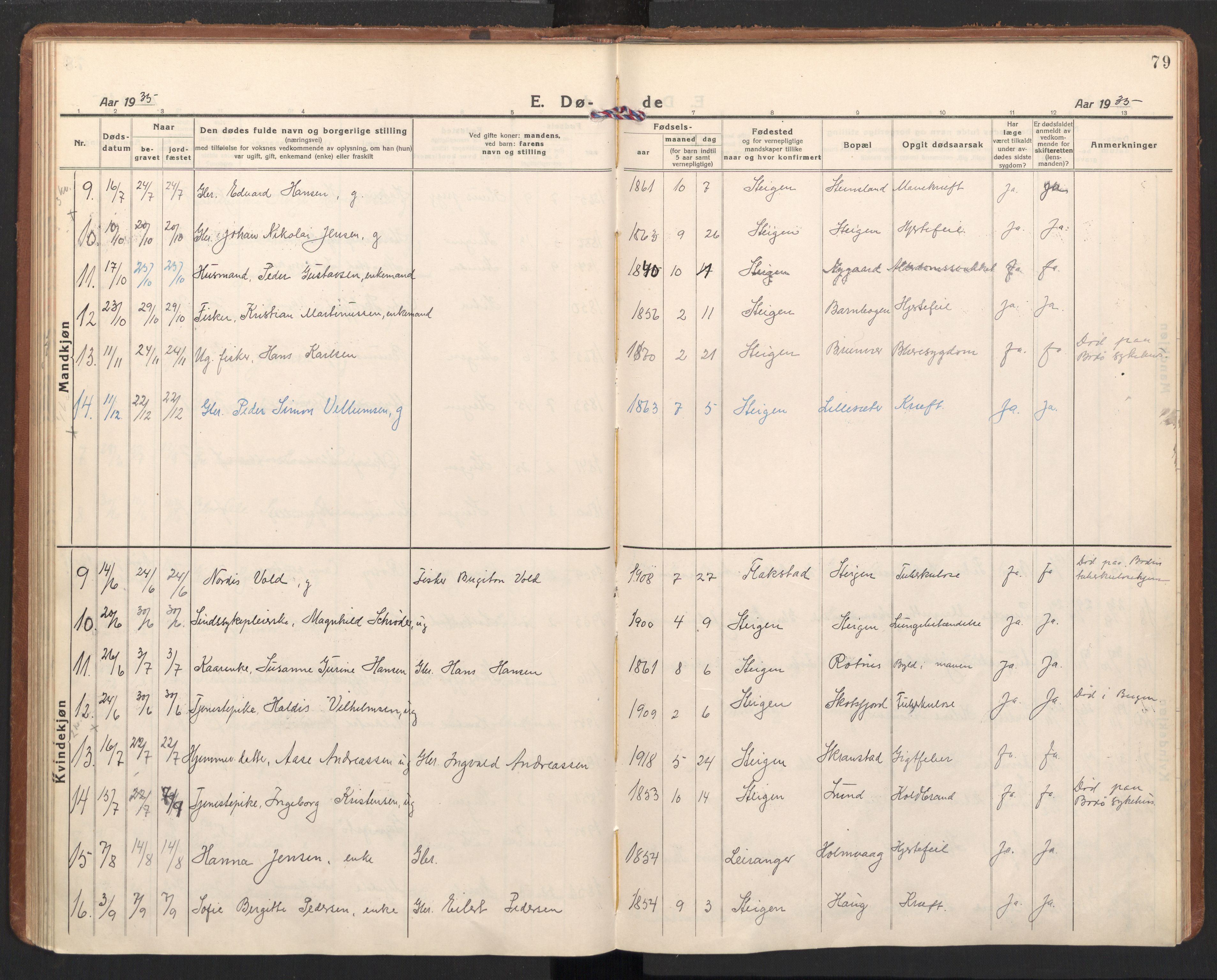 Ministerialprotokoller, klokkerbøker og fødselsregistre - Nordland, SAT/A-1459/855/L0809: Parish register (official) no. 855A18, 1921-1939, p. 79