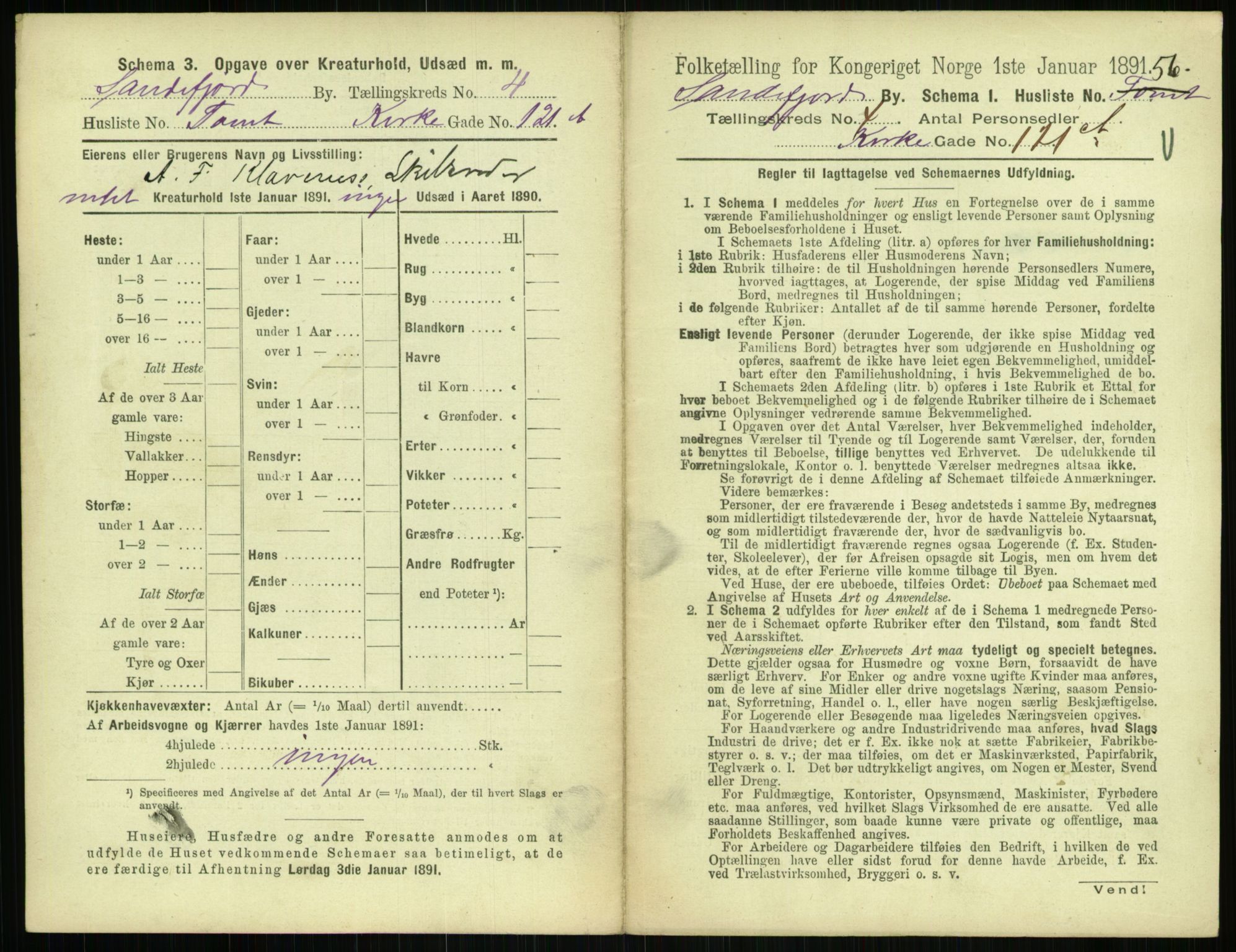 RA, 1891 census for 0706 Sandefjord, 1891, p. 497