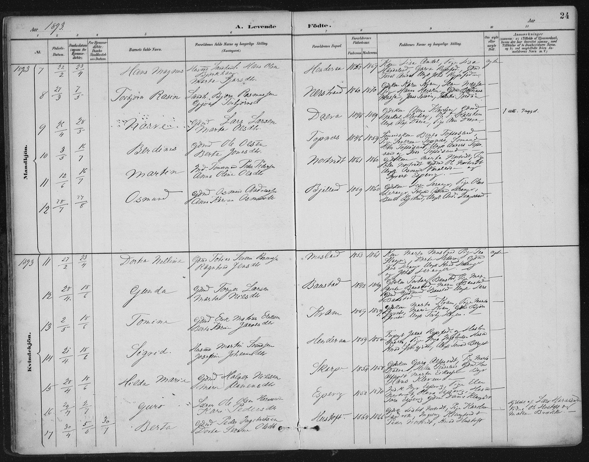Nedstrand sokneprestkontor, SAST/A-101841/01/IV: Parish register (official) no. A 12, 1887-1915, p. 24