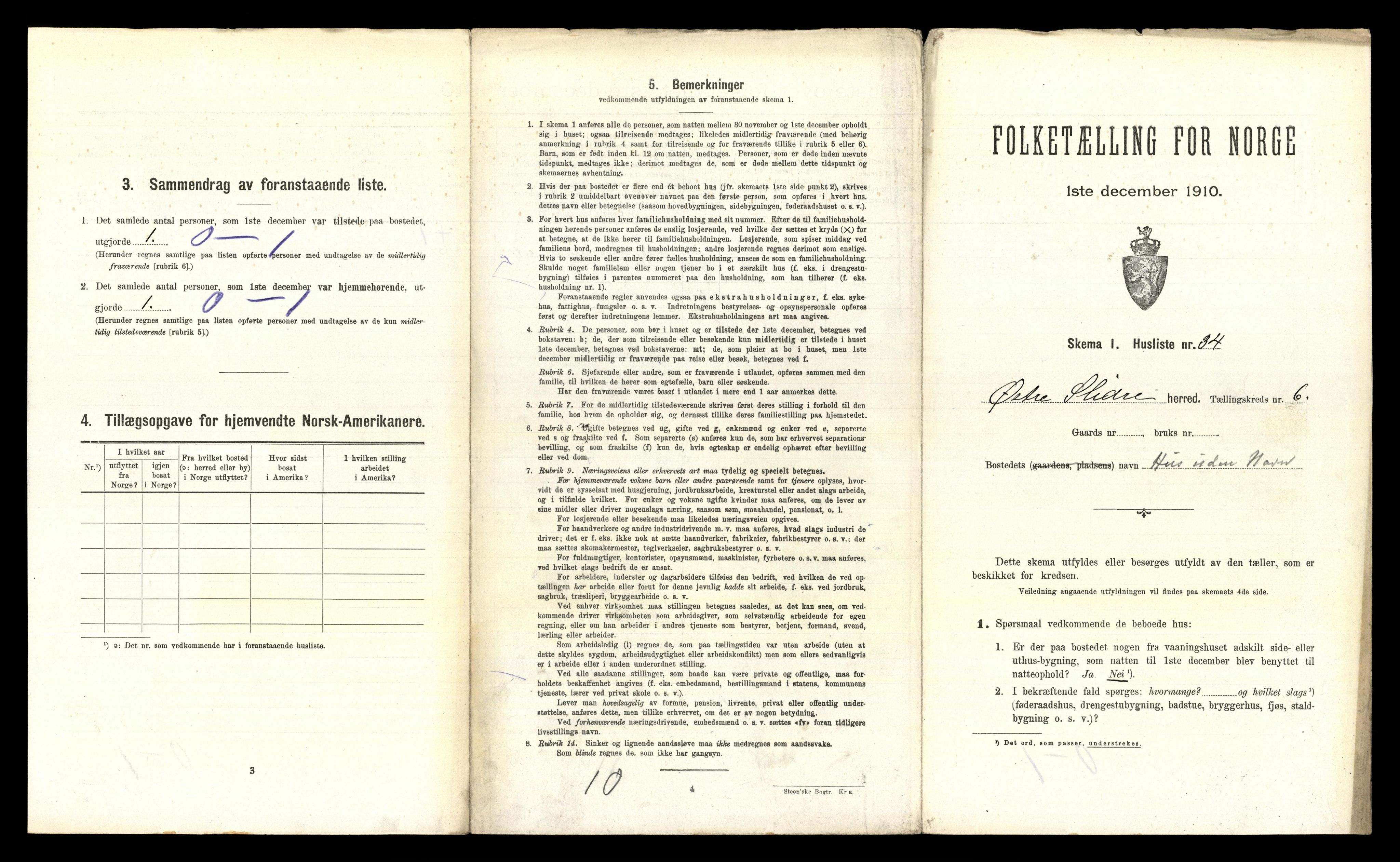 RA, 1910 census for Øystre Slidre, 1910, p. 586