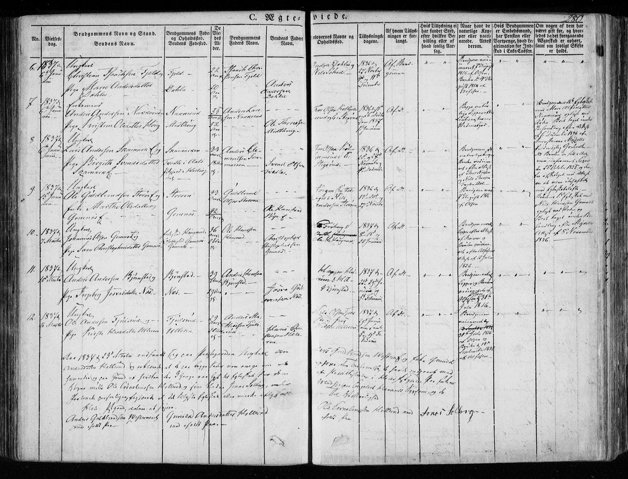 Hole kirkebøker, SAKO/A-228/F/Fa/L0005: Parish register (official) no. I 5, 1833-1851, p. 280