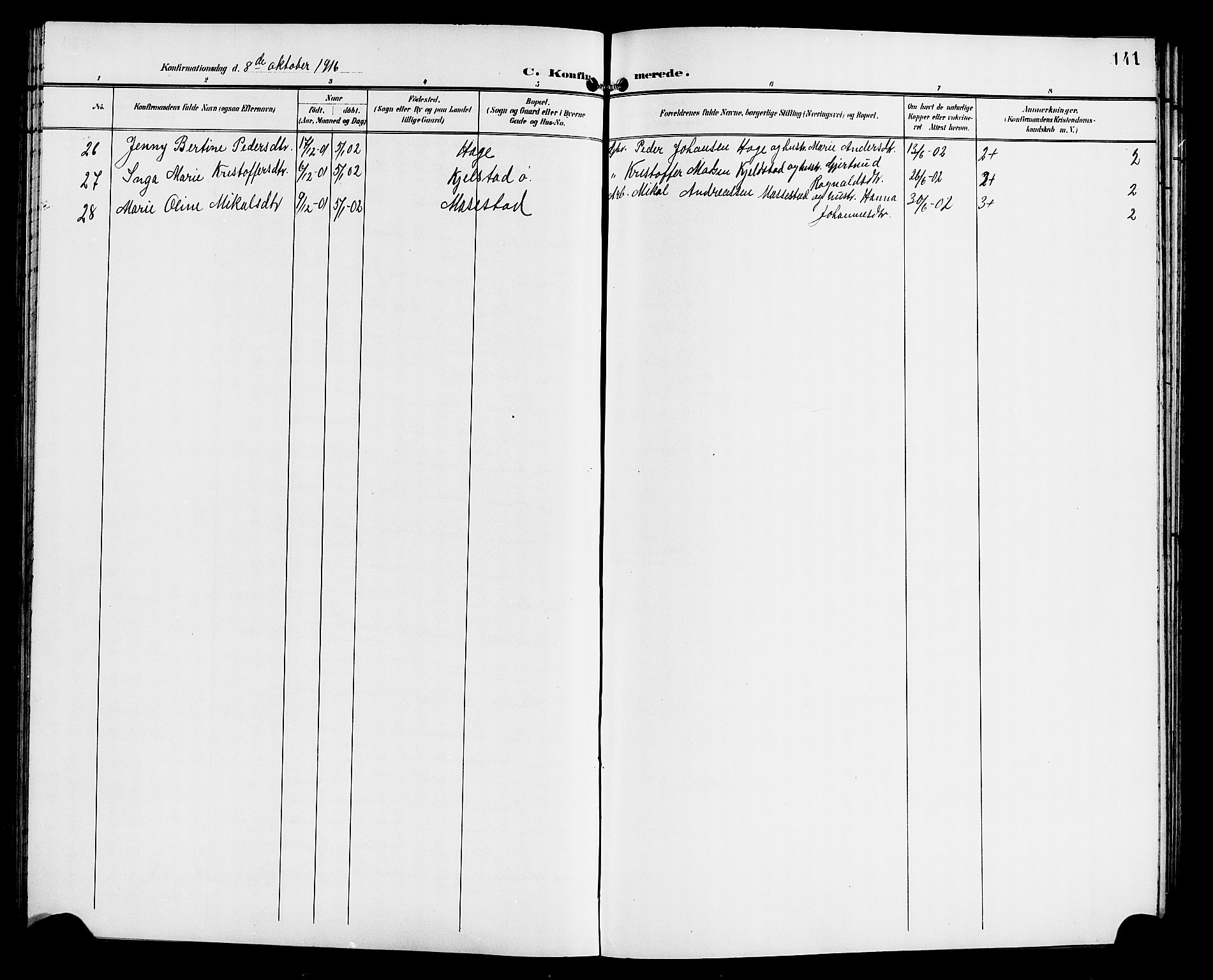 Gaular sokneprestembete, AV/SAB-A-80001/H/Hab: Parish register (copy) no. C 4, 1895-1920, p. 141