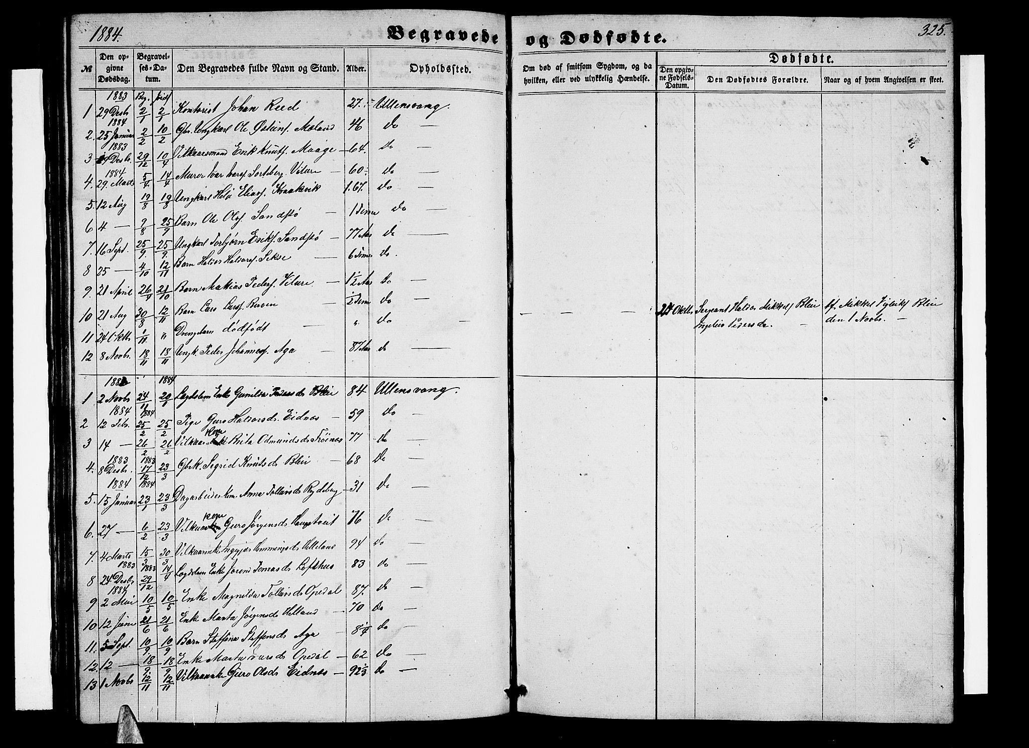 Ullensvang sokneprestembete, SAB/A-78701/H/Hab: Parish register (copy) no. B 10, 1858-1886, p. 325