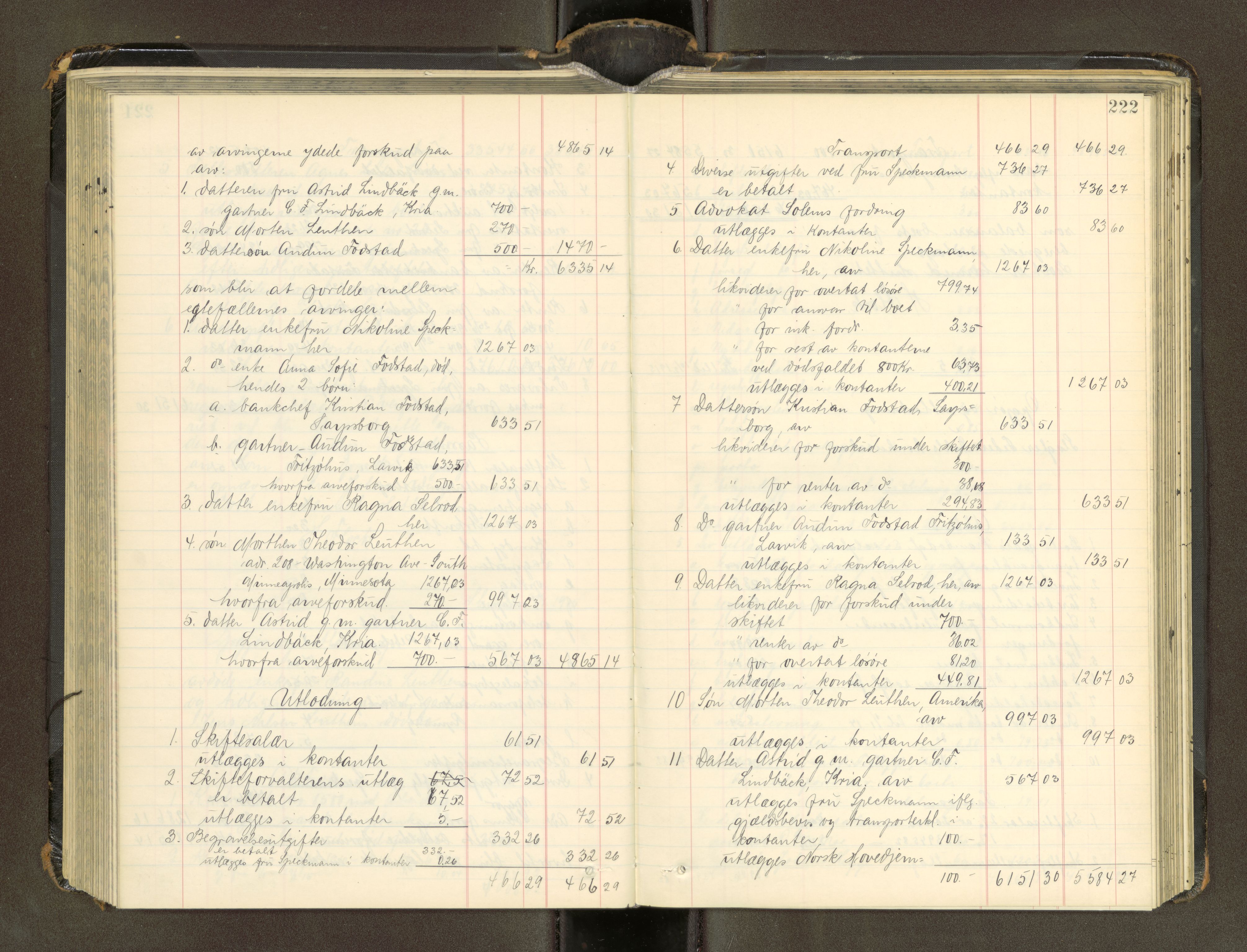 Trondheim byfogd, AV/SAT-A-0003/1/3/3A/L0041: Skifteutlodningsprotokoll - 1710-5/2. (m/ register), 1913-1916, p. 222