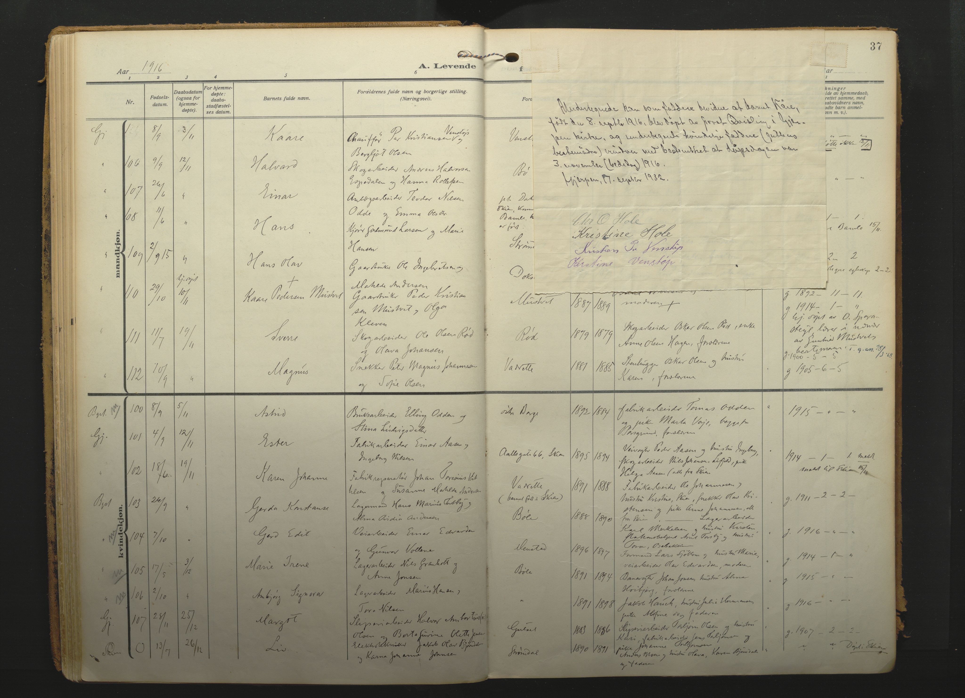 Gjerpen kirkebøker, SAKO/A-265/F/Fa/L0013: Parish register (official) no. I 13, 1914-1924, p. 37