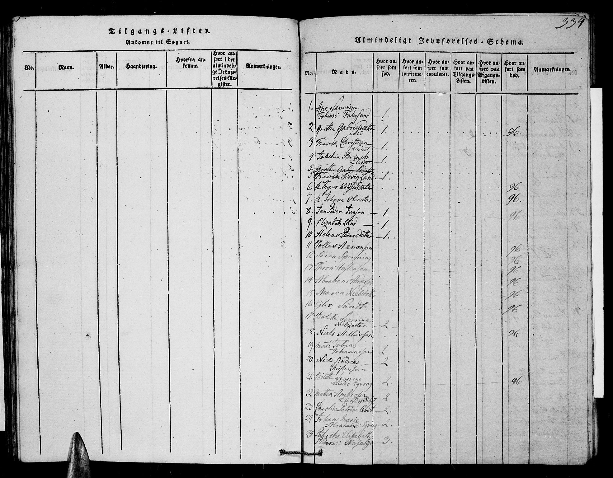 Farsund sokneprestkontor, SAK/1111-0009/F/Fa/L0002: Parish register (official) no. A 2, 1815-1836, p. 334