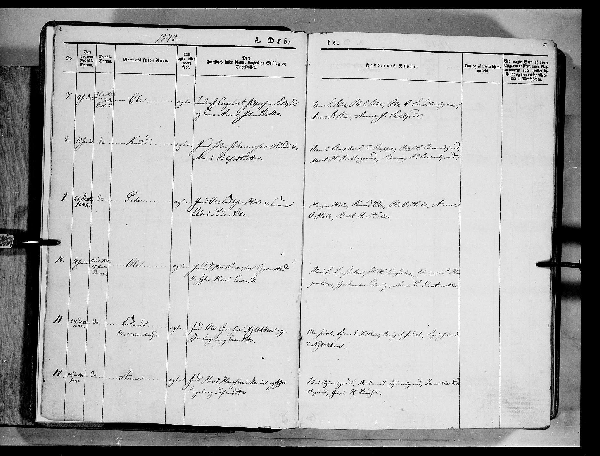 Lesja prestekontor, SAH/PREST-068/H/Ha/Haa/L0006: Parish register (official) no. 6A, 1843-1854, p. 4-5