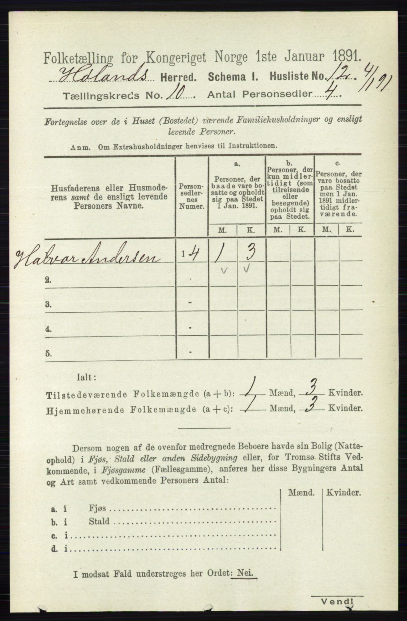 RA, 1891 census for 0221 Høland, 1891, p. 6516