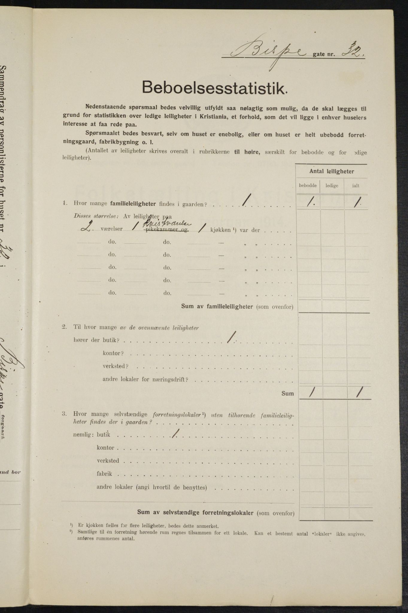 OBA, Municipal Census 1914 for Kristiania, 1914, p. 5438