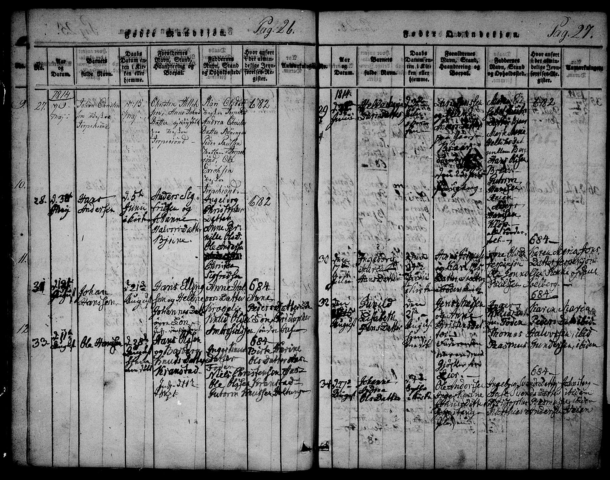 Ramnes kirkebøker, SAKO/A-314/F/Fa/L0004: Parish register (official) no. I 4, 1813-1840, p. 26-27