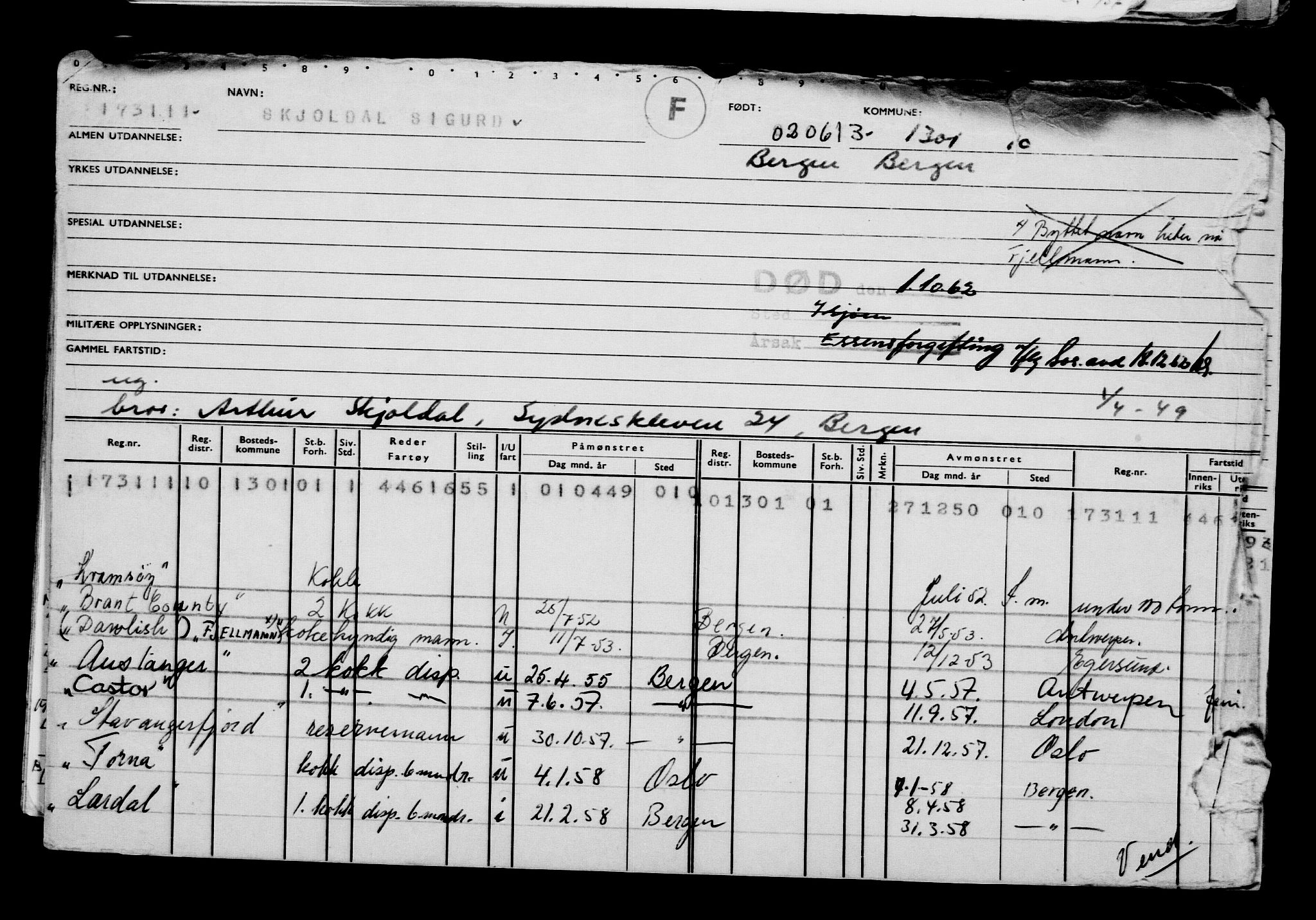 Direktoratet for sjømenn, AV/RA-S-3545/G/Gb/L0113: Hovedkort, 1913, p. 29