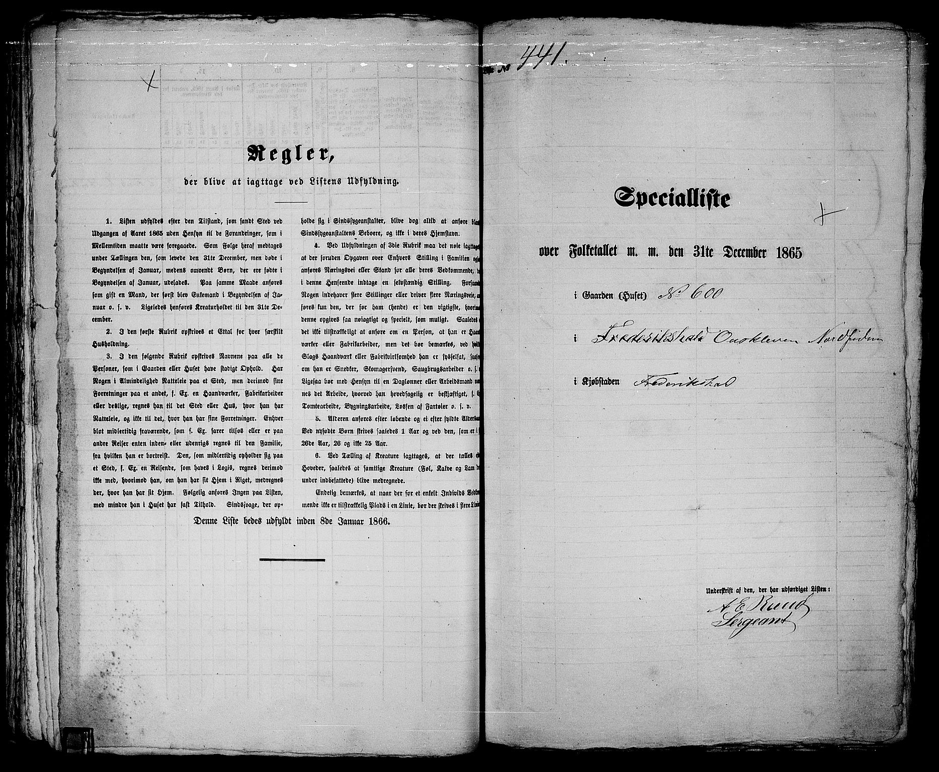 RA, 1865 census for Fredrikshald, 1865, p. 886