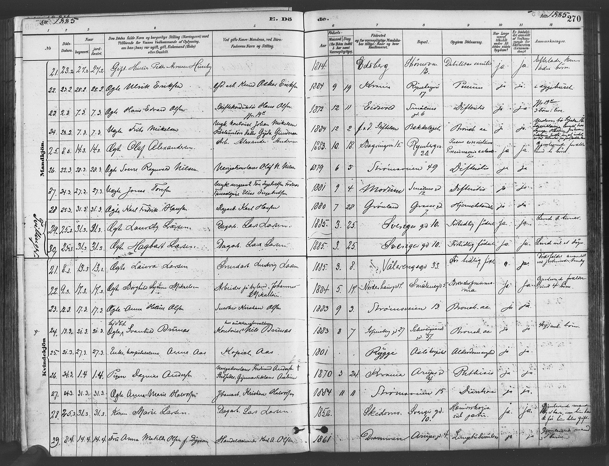 Gamlebyen prestekontor Kirkebøker, AV/SAO-A-10884/F/Fa/L0006: Parish register (official) no. 6, 1881-1890, p. 270