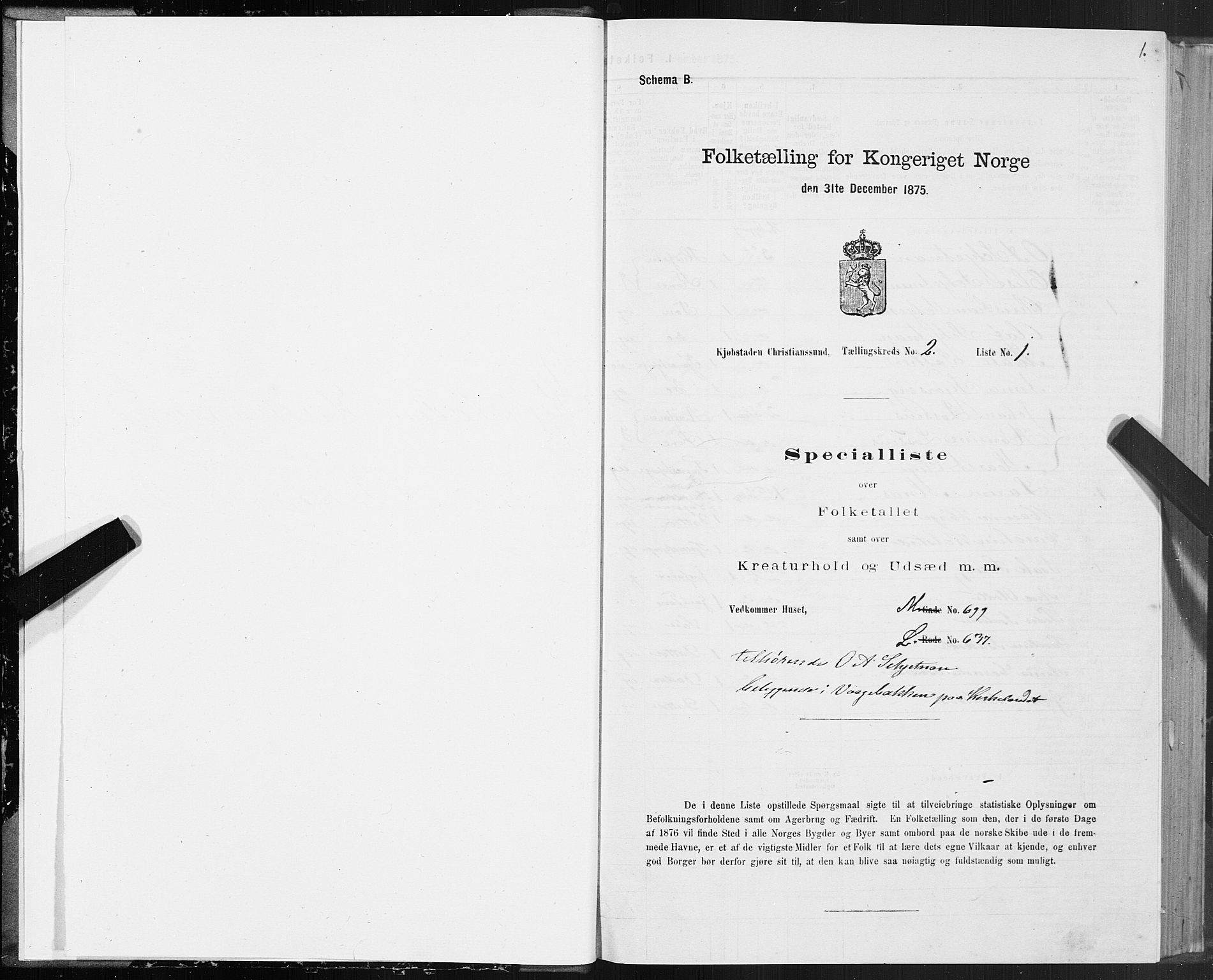 SAT, 1875 census for 1503B Kristiansund/Kristiansund, 1875, p. 2001