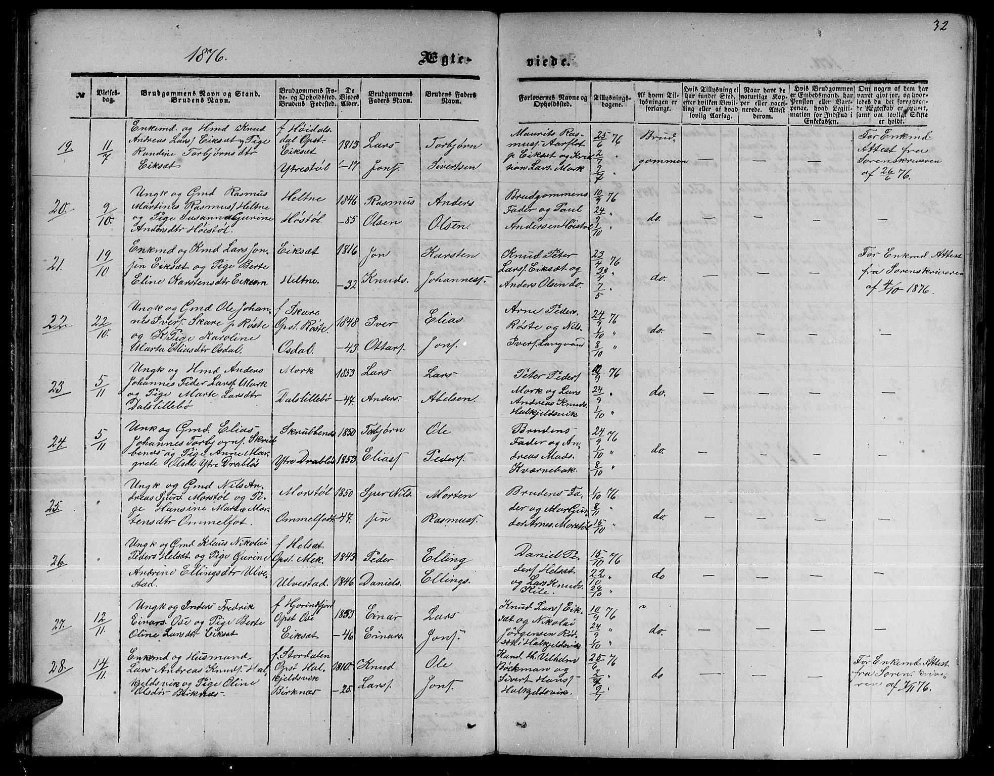 Ministerialprotokoller, klokkerbøker og fødselsregistre - Møre og Romsdal, AV/SAT-A-1454/511/L0157: Parish register (copy) no. 511C03, 1864-1884, p. 32