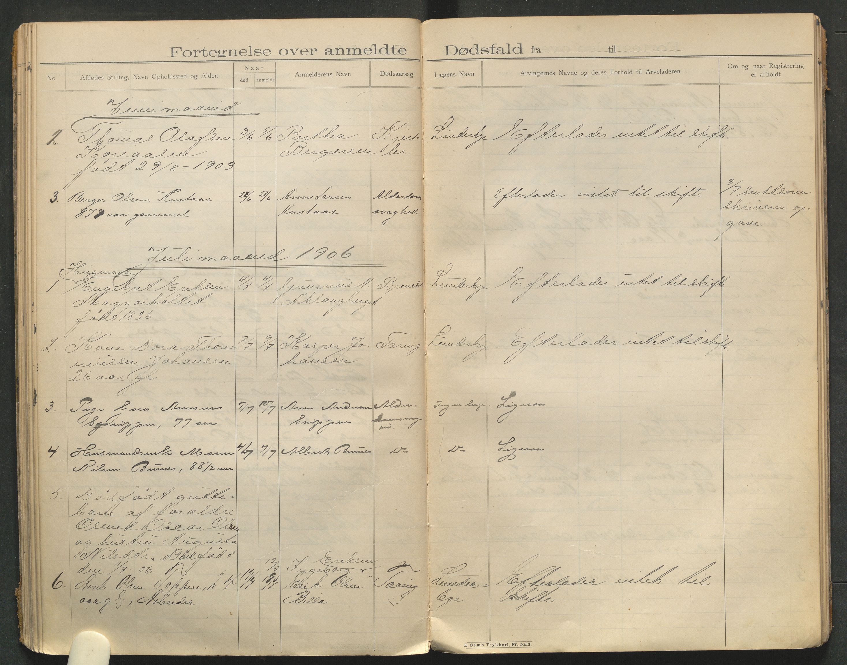 Eidskog lensmannskontor, AV/SAH-LHE-009/H/Ha/Haa/L0001/0002: Dødsfallsprotokoller / Dødsfallsprotokoll, 1901-1910