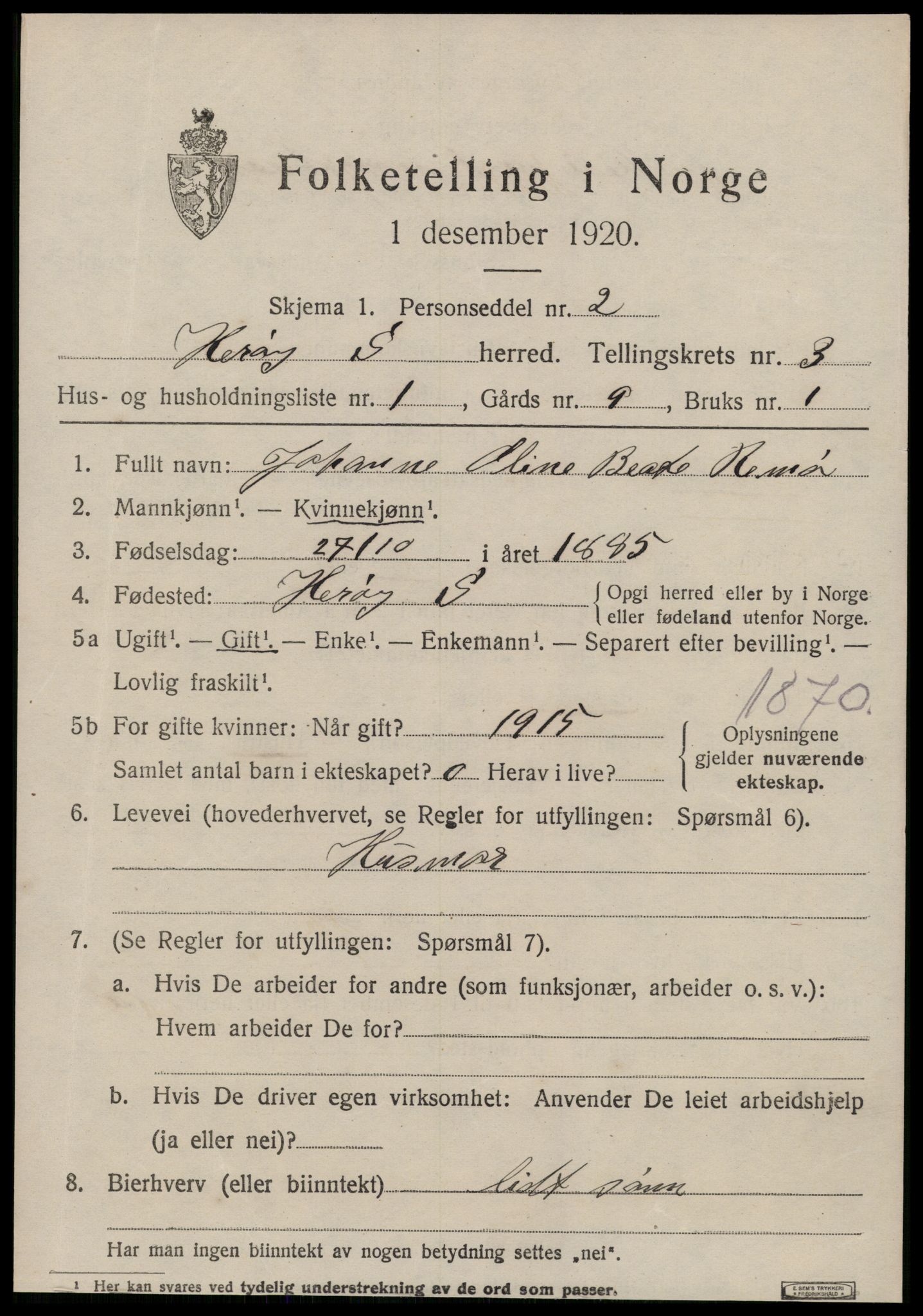 SAT, 1920 census for Herøy (MR), 1920, p. 2327