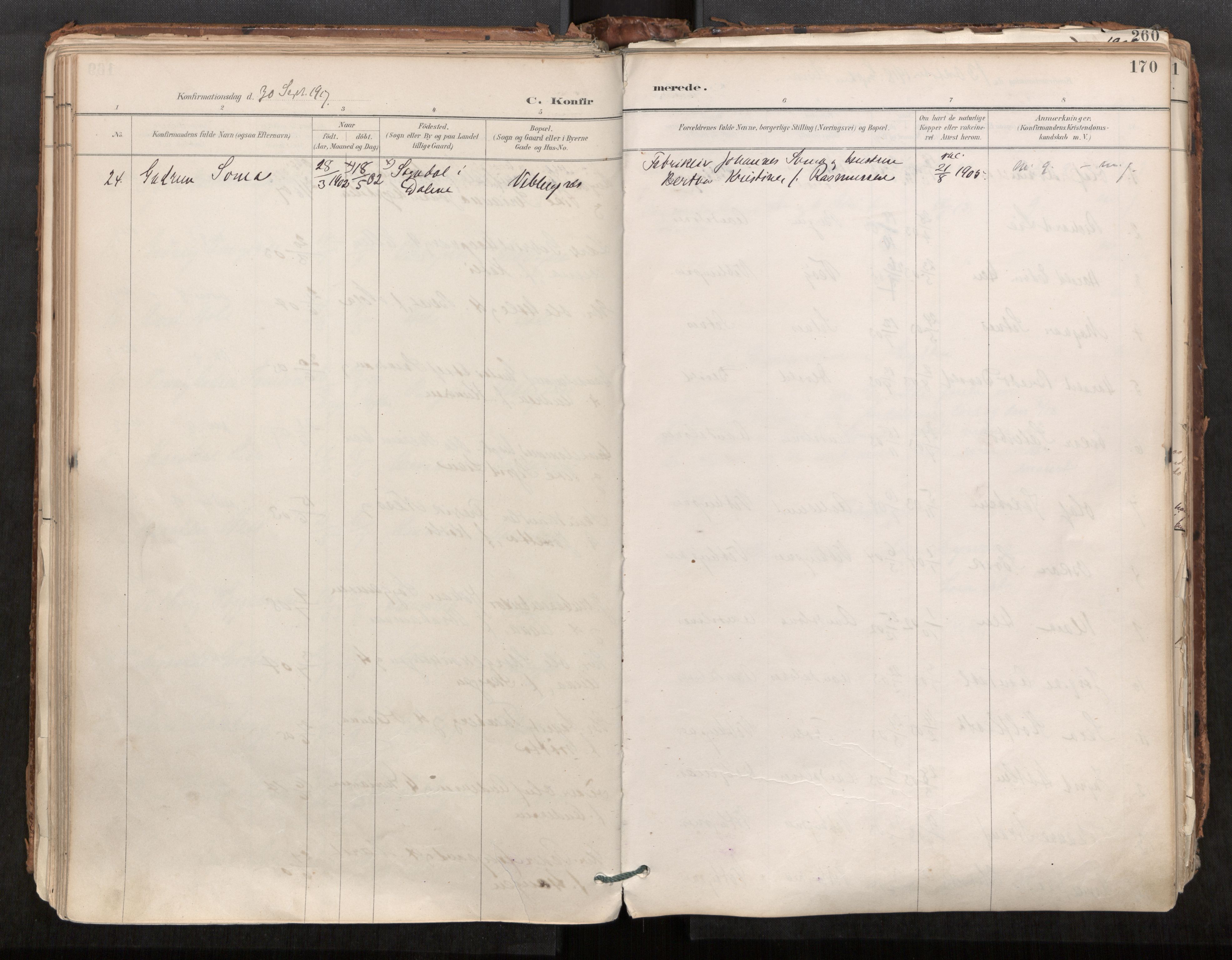 Ministerialprotokoller, klokkerbøker og fødselsregistre - Møre og Romsdal, AV/SAT-A-1454/544/L0585: Parish register (official) no. 544A06, 1887-1924, p. 170