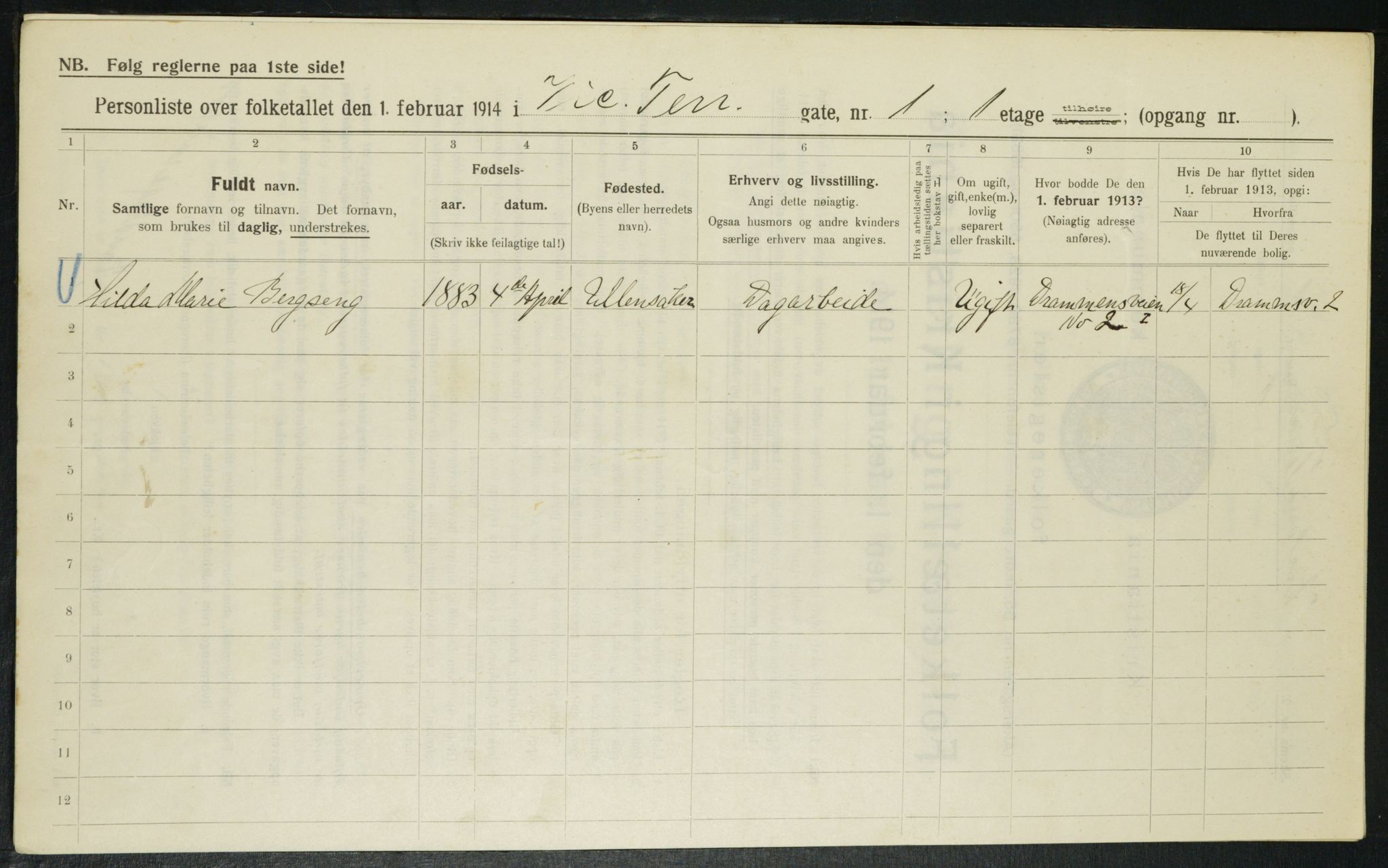 OBA, Municipal Census 1914 for Kristiania, 1914, p. 124518