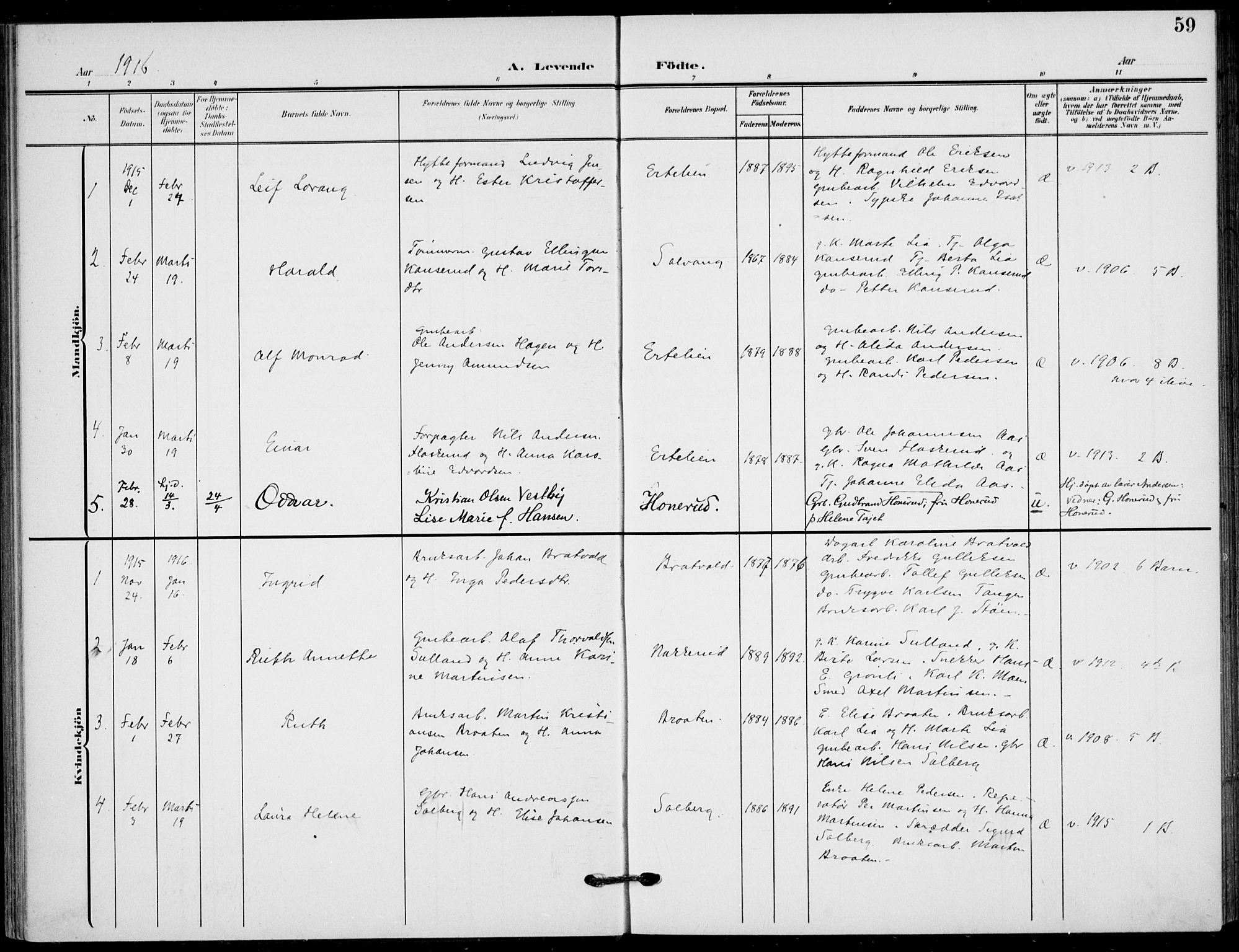 Hole kirkebøker, SAKO/A-228/F/Fb/L0003: Parish register (official) no. II 3, 1906-1916, p. 59