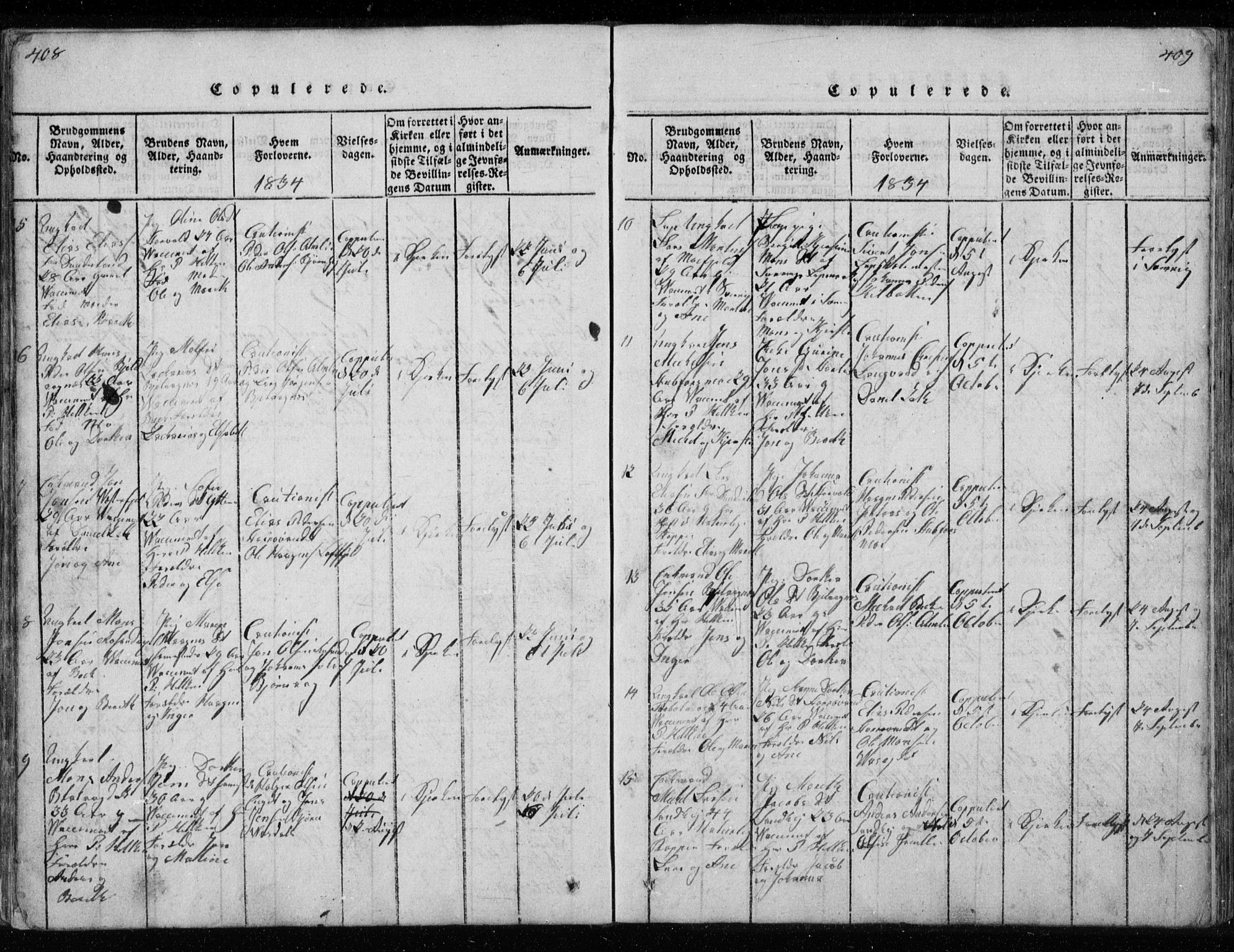 Ministerialprotokoller, klokkerbøker og fødselsregistre - Nordland, AV/SAT-A-1459/827/L0412: Parish register (copy) no. 827C01, 1820-1841, p. 408-409