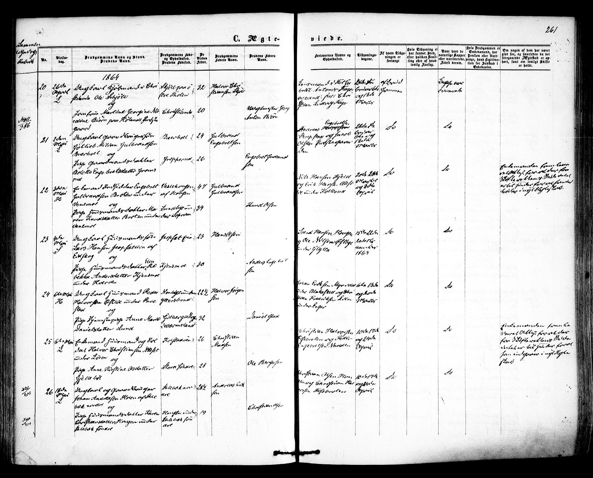 Høland prestekontor Kirkebøker, AV/SAO-A-10346a/F/Fa/L0011: Parish register (official) no. I 11, 1862-1869, p. 261